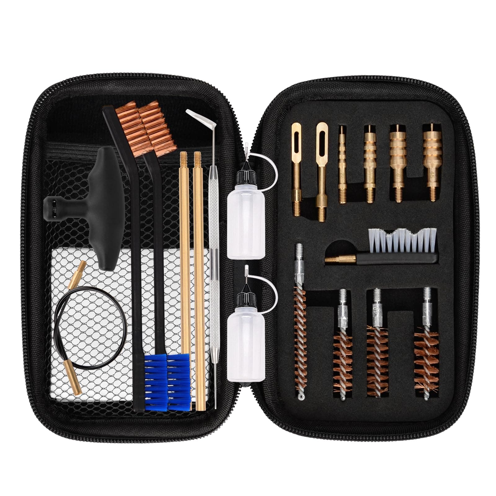 Universal Handgun Cleaning kit .22,.357,.38,9mm,.45 Caliber Pistol Cleaning Kit Bronze Bore Brush and Brass Jag Adapter
