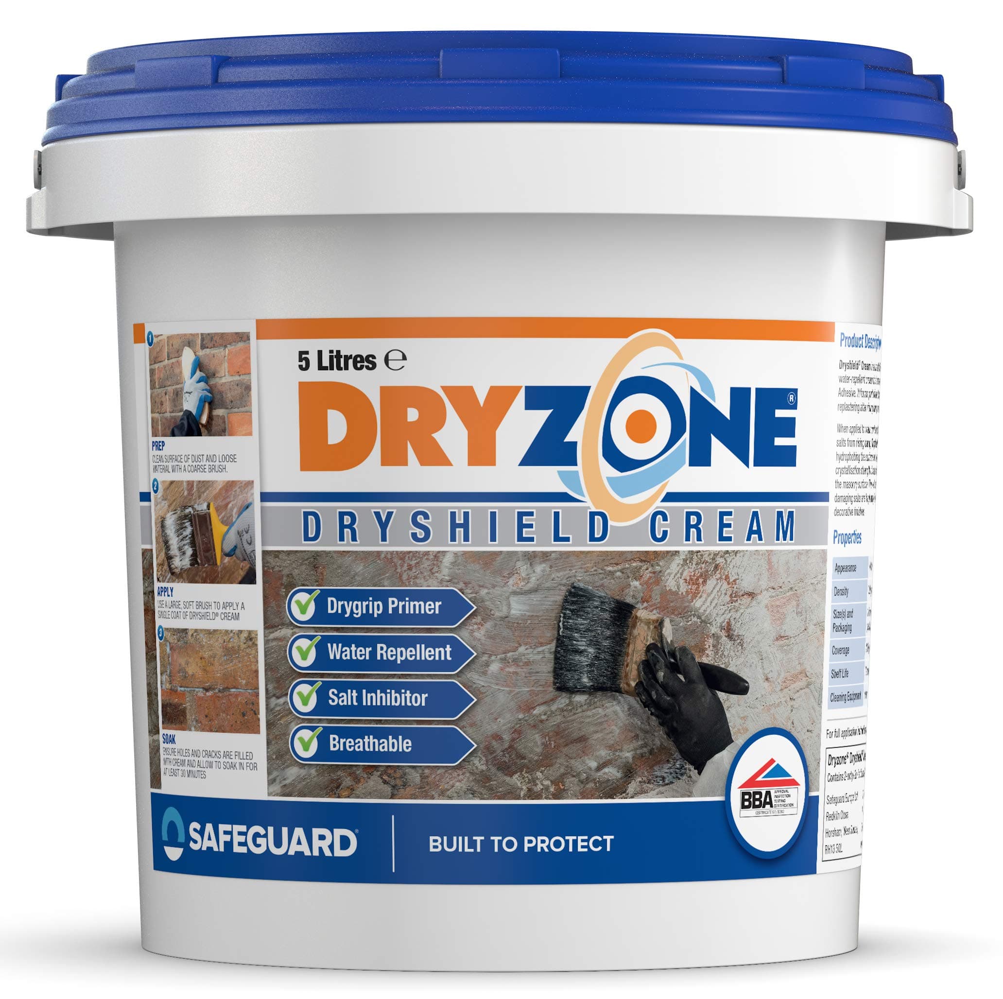 Dryshield Cream 5L: Dryzone System: Salt Resistant Masonry Cream by Safeguard Europe