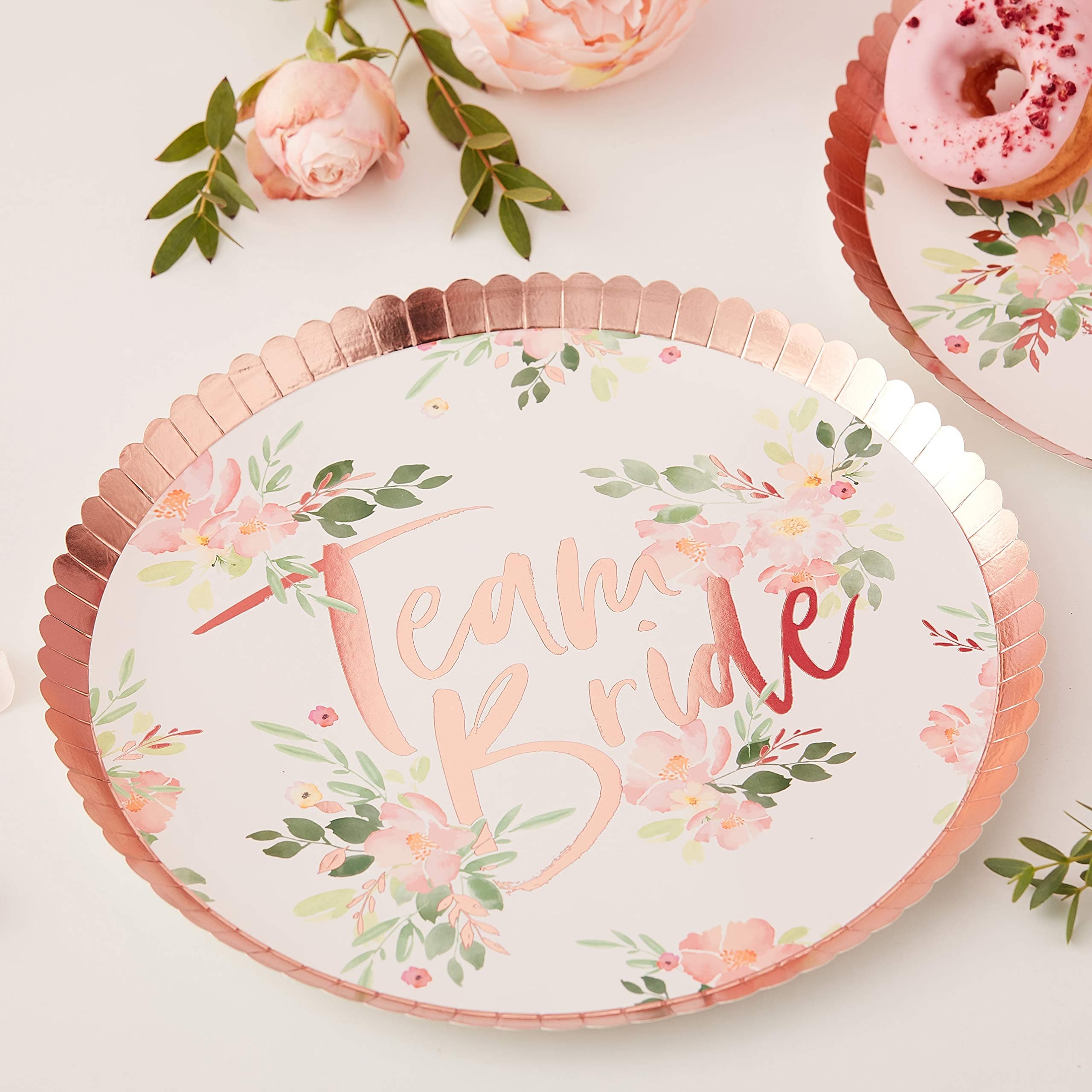 Ginger Ray Team Bride Floral Paper Plates