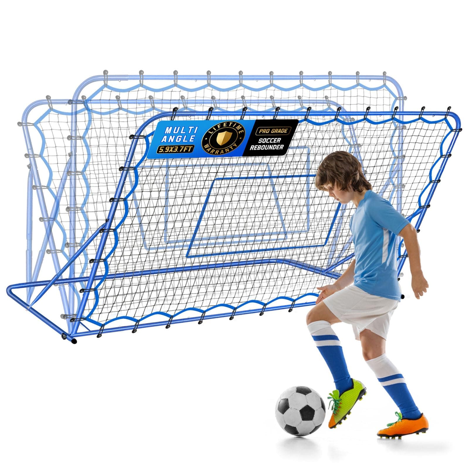 Soccer Baseball Rebounder Net, Quick-Switch Angle Volleyball Pitchback Soccer Training for Control, Passing Practice, Easy Setup Lacrosse Soccer Goal Rebounder Gifts Equipment for Kids, Teens & Adults