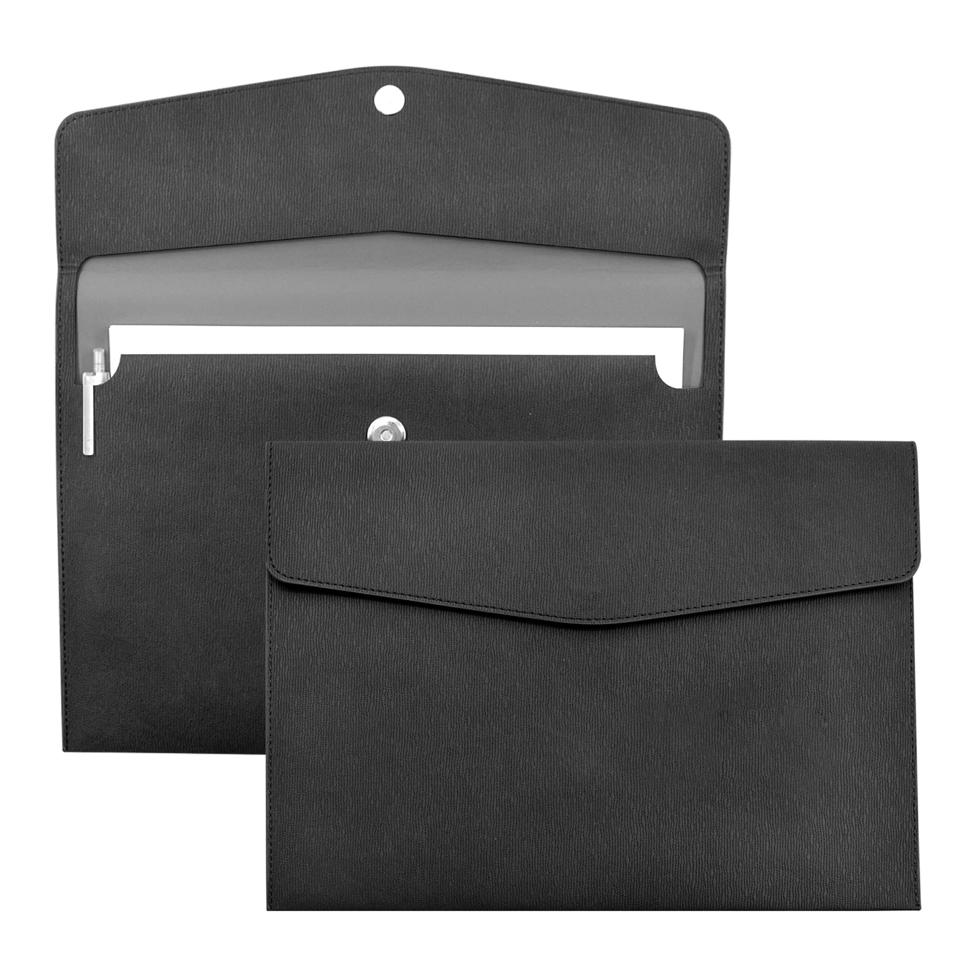 VANRA 1 Piece PU Leather Envelope File Folders A4 Paper Document Filing Envelope Document Organizer Leather Portfolio Folder Holder with Magnetic Closure (Black)