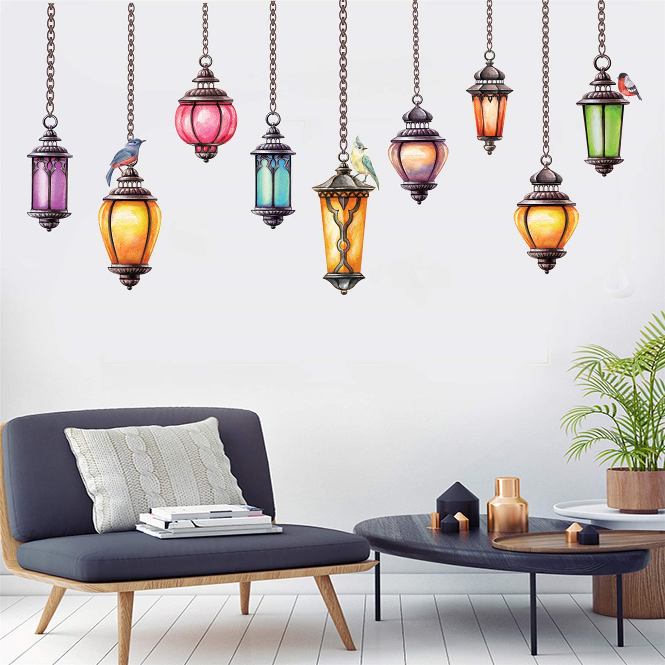Ampire Wall Stickers Colourful Classic Hanging Lamp Home Decor