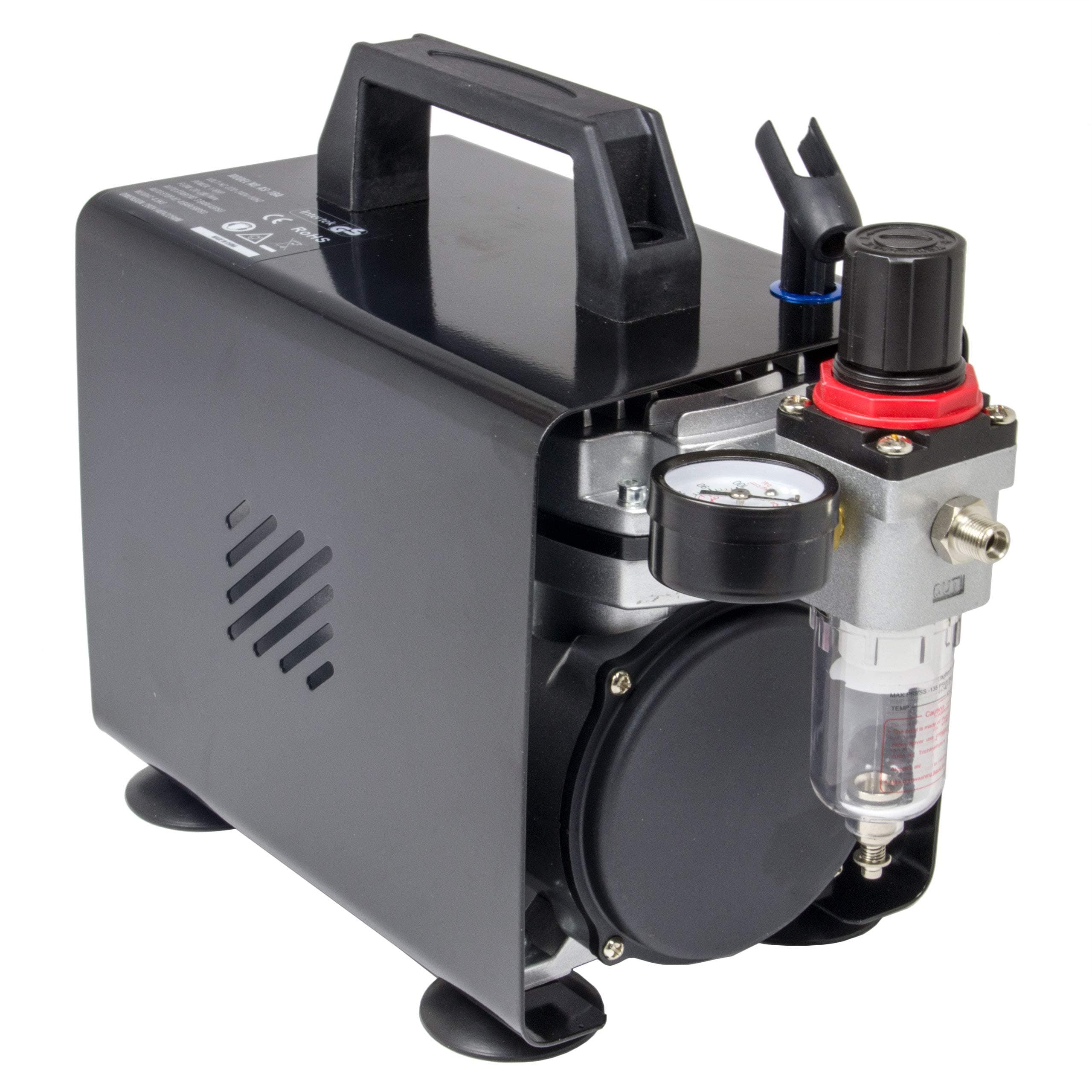 Professional Piston Airbrush Compressor AS-18A with Metal Case Mini Compressor Oil-Less Quiet Spraying Air Compressor