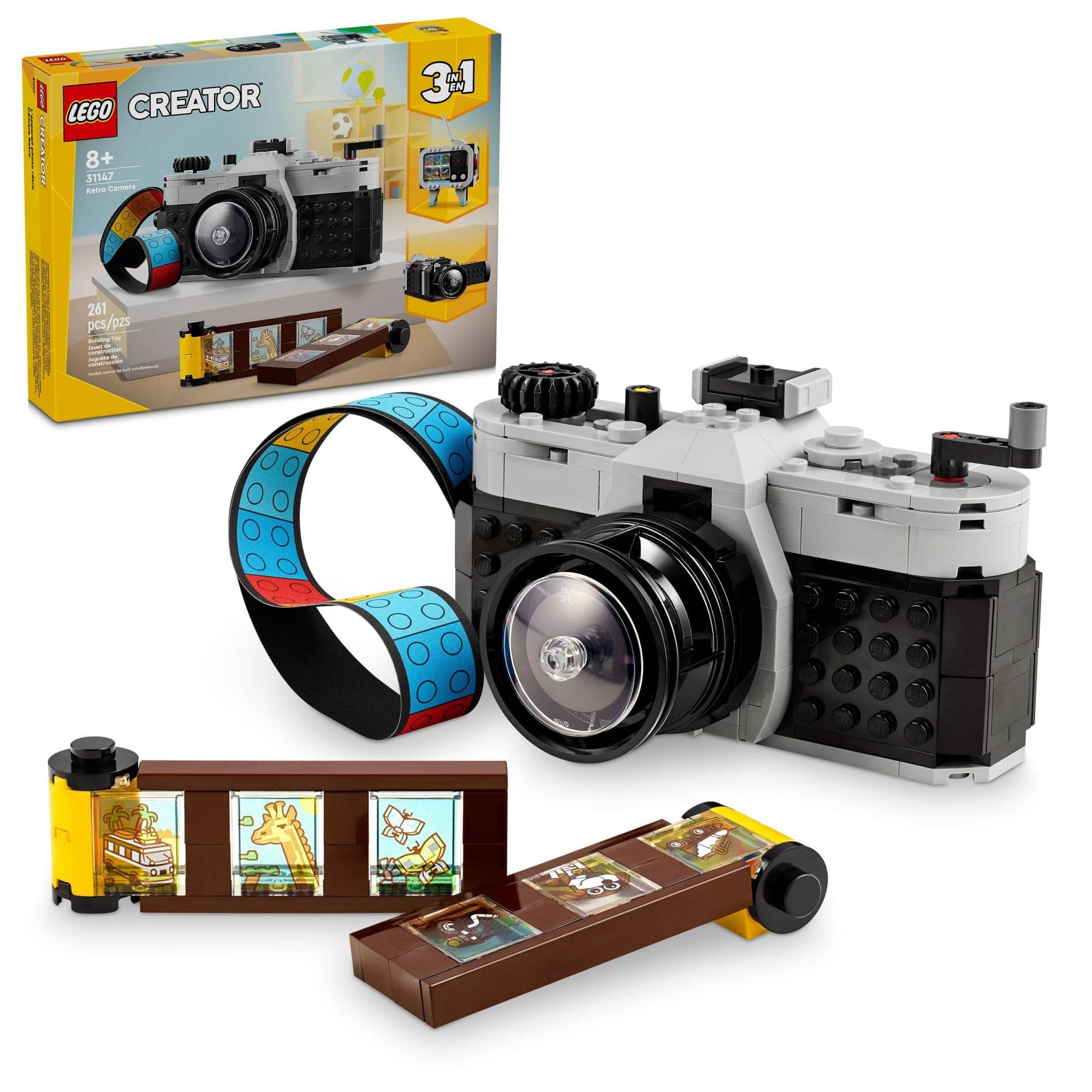 LEGO Creator 3 in 1 Retro Camera Toy, Transforms into Retro Video Camera or TV, Photography Gift for Boys and Girls Aged 8+ Who Love Gameplay 31147