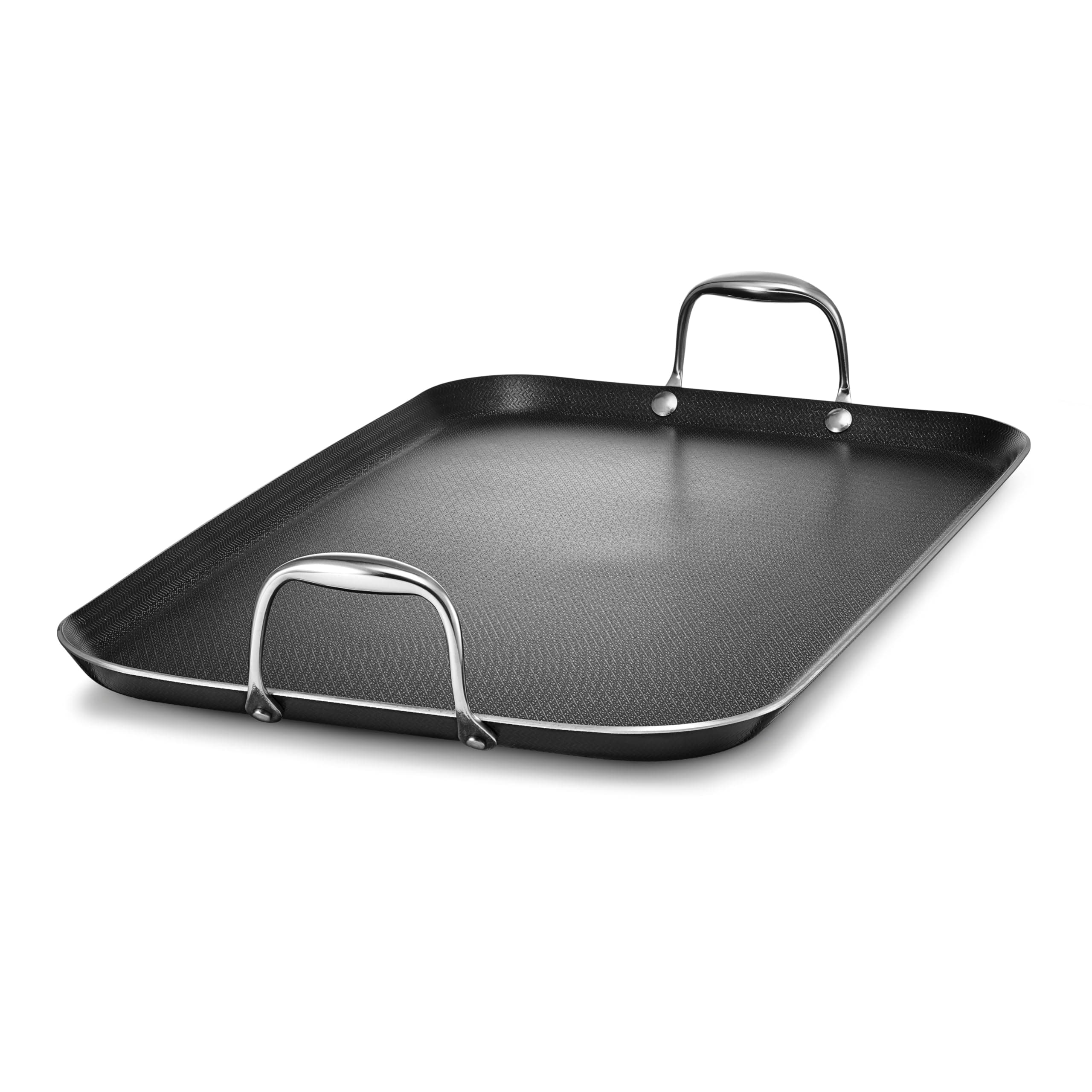 HexClad Hybrid Non-Stick Pan with Double Burner, Stay Cool Handles, Dishwasher Safe, Oven Safe up to 480°C, Induction Safe, Compatible with All Hobs