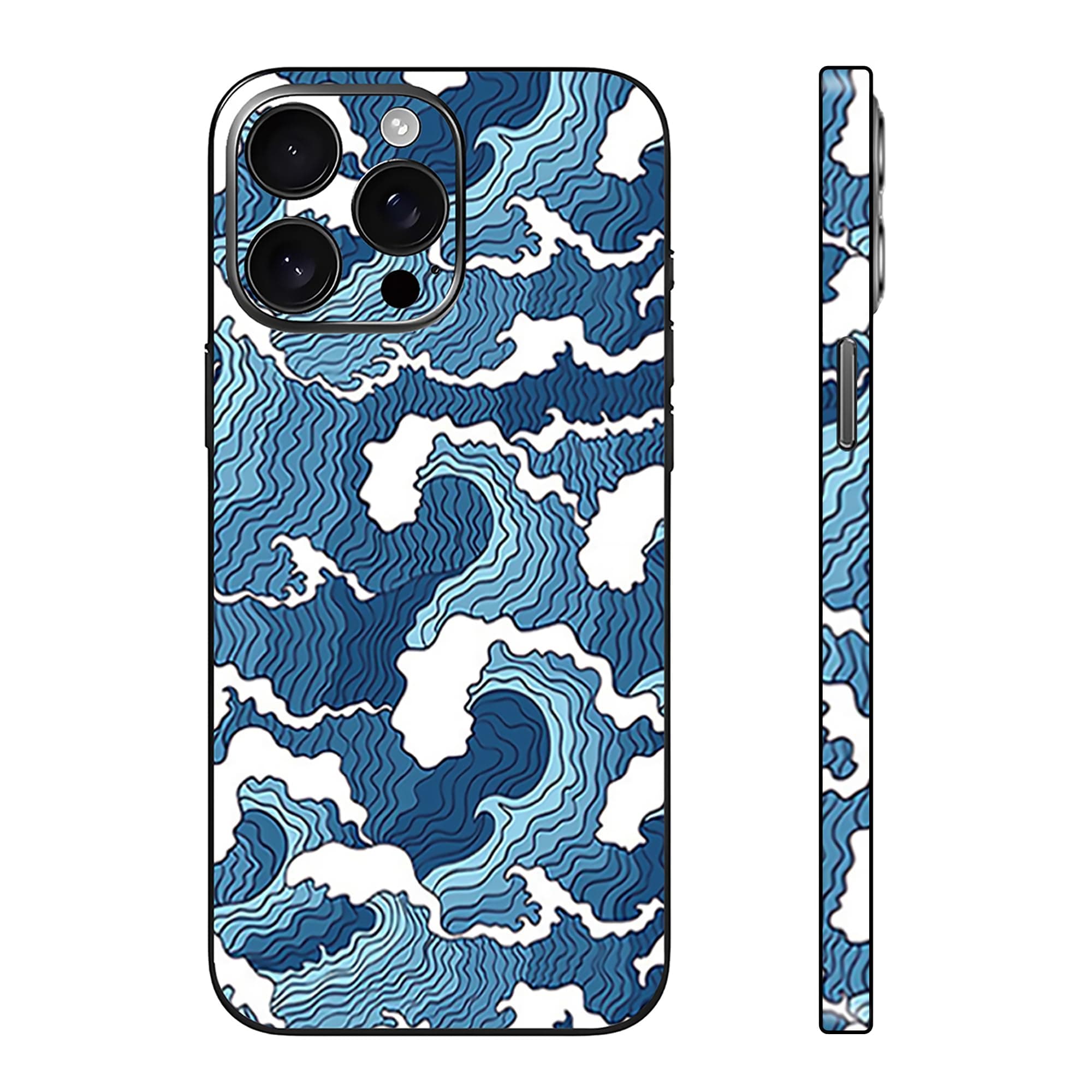 Skin Wrap for iPhone 13/14/15/16/17 Pro Max, Vinyl Decal Sticker Cover Protective Film for Phone Back, Camera, Frame (Blue, 15 Pro Max)