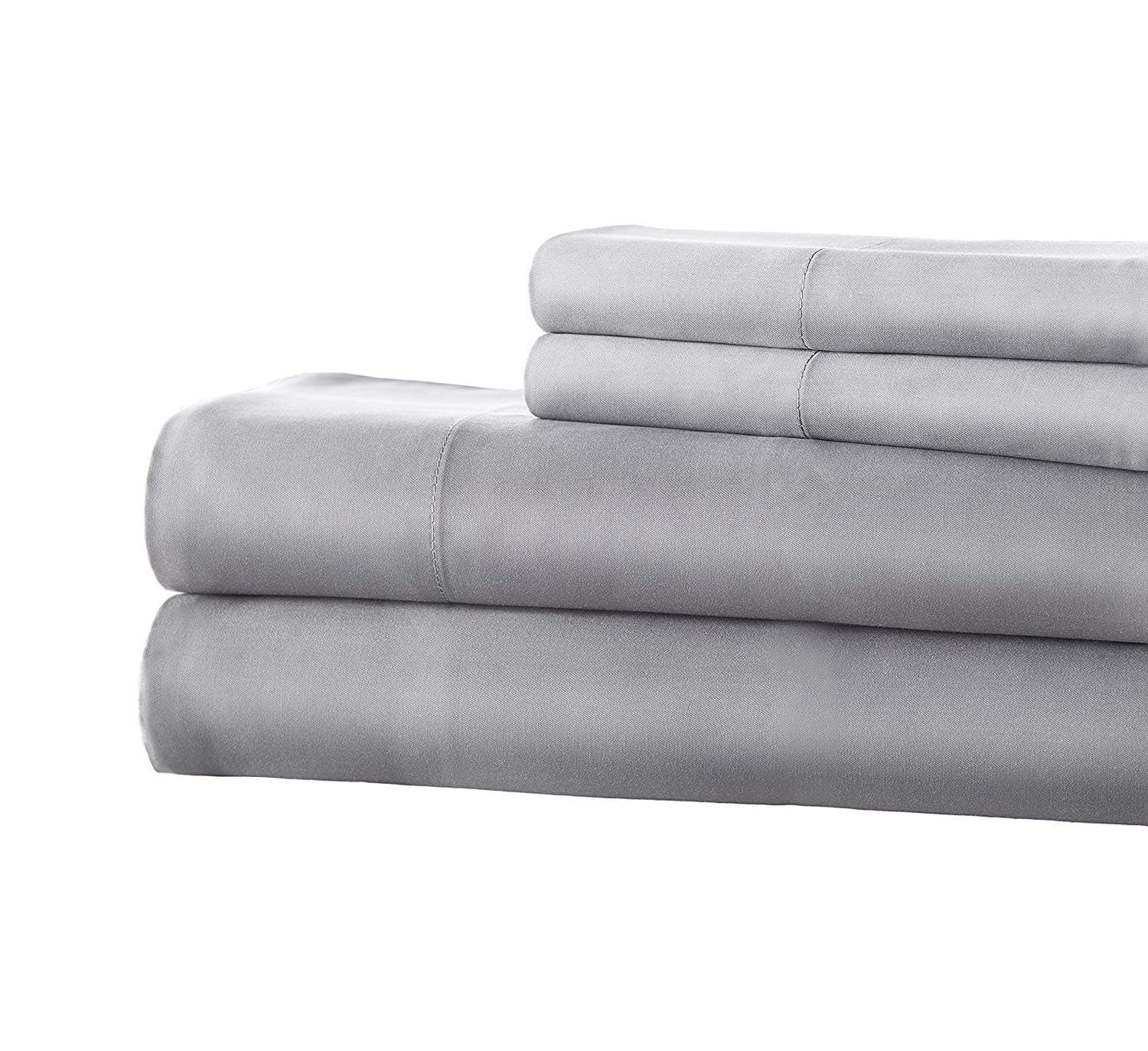 Sterling Creek 4-Piece 100% Viscose Derived from Bamboo Sheet Set California King, Light Gray - Silky Smooth Buttery Soft Cooling Breathable Bed Sheets