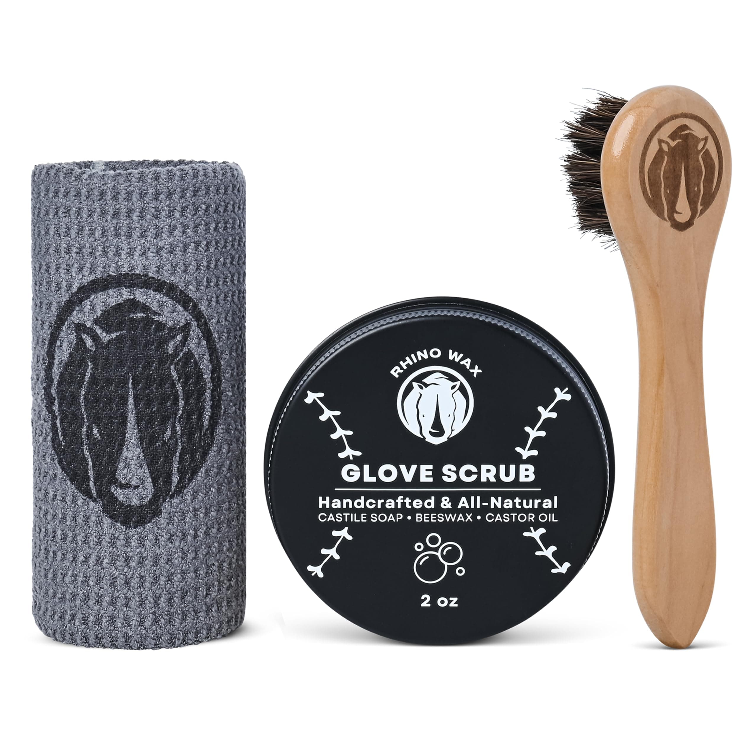 Baseball Glove Scrub Kit - Deep Cleans Base Ball or Softball Gloves with Powerful Scrubbing Formula - Kit Includes Scrub, Brush, and Microfiber Cloth in a Convenient Canvas Bag - USA Made