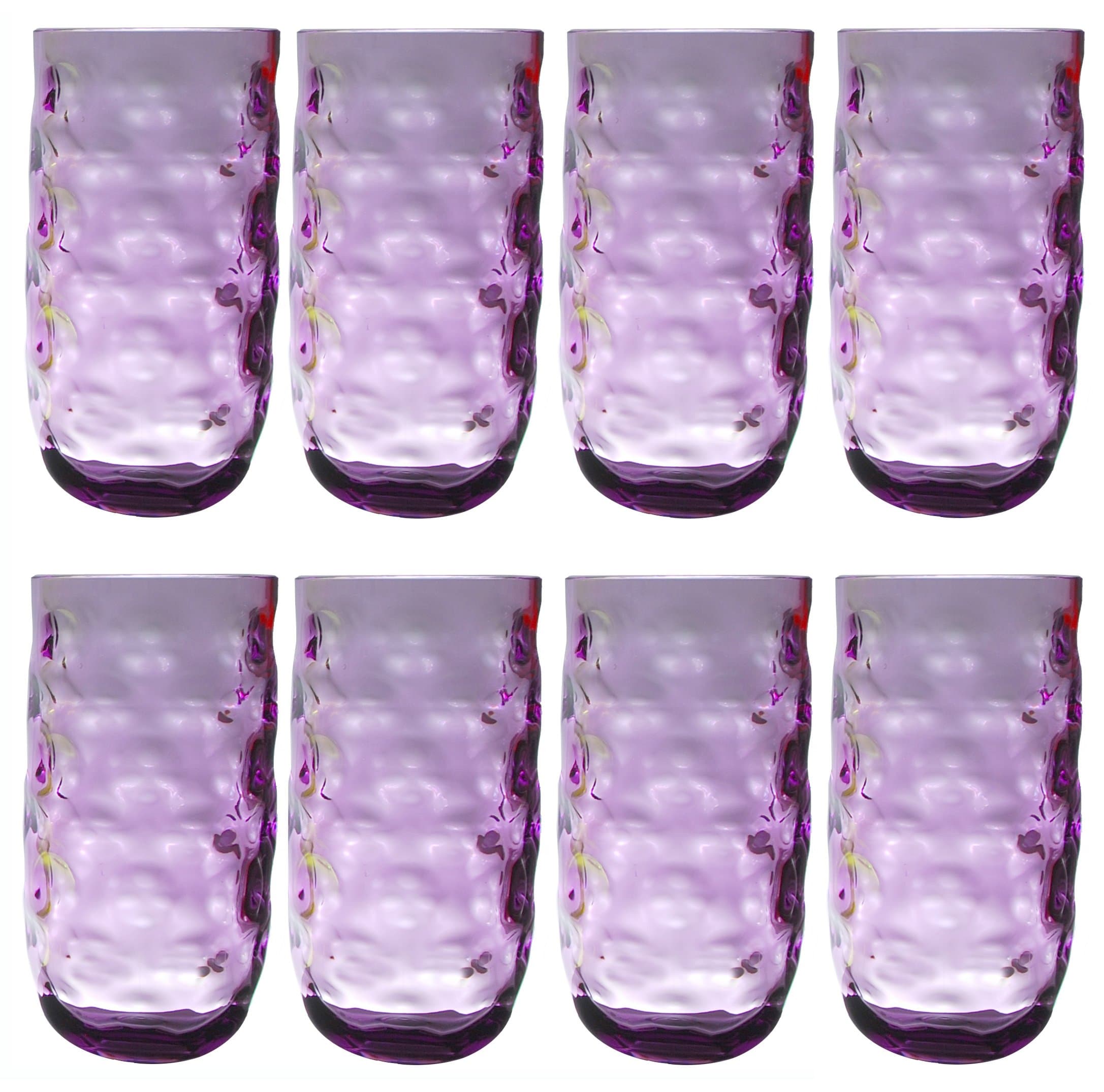 QG Clear Colorful Acrylic Plastic 22 oz. Water Cup Drinking Glass Tumbler Set of 8 Purple