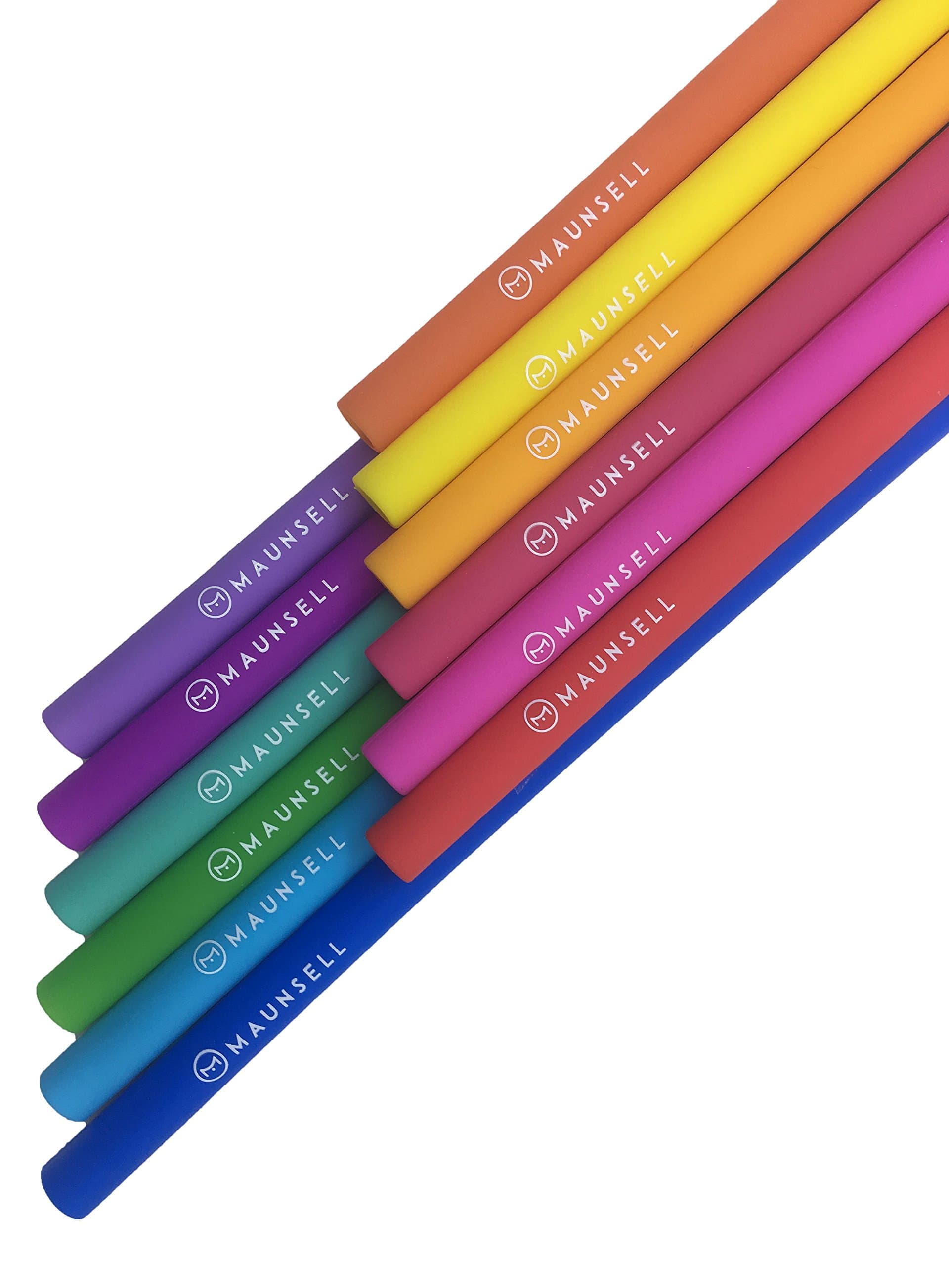 Big Reusable Silicone Drinking Straws Colorful by Maunsell | Durable Rubber Flex FinalStraws for 30oz Extra Long Travel Yeti/Rtic Smoothie Tumblers | 12 pcs Bright Colors | BPS & BPA Free | (Straight)