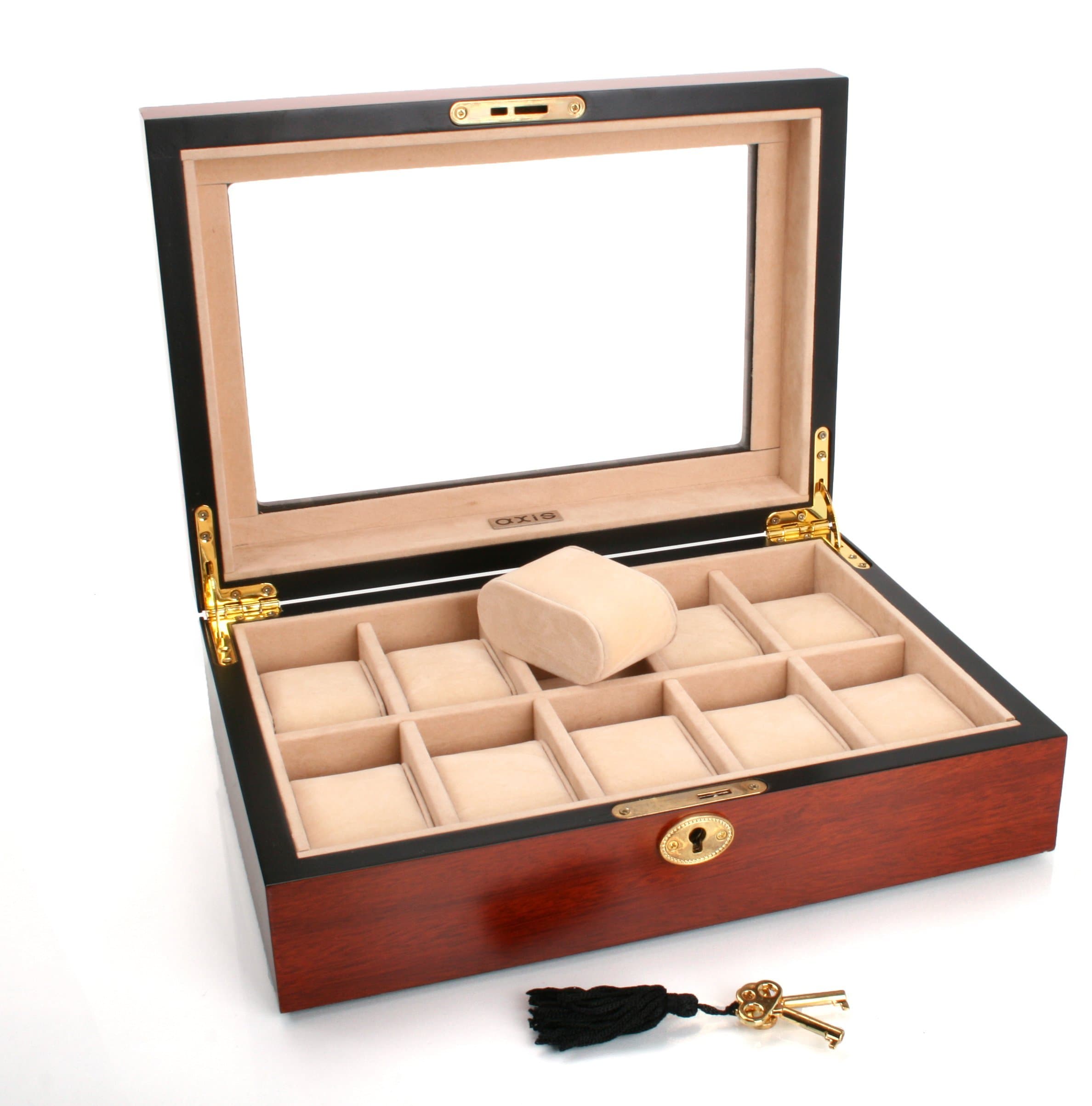 AXIS® Cherry Matte Finish Wooden Storage Watch Box for 10 Watches