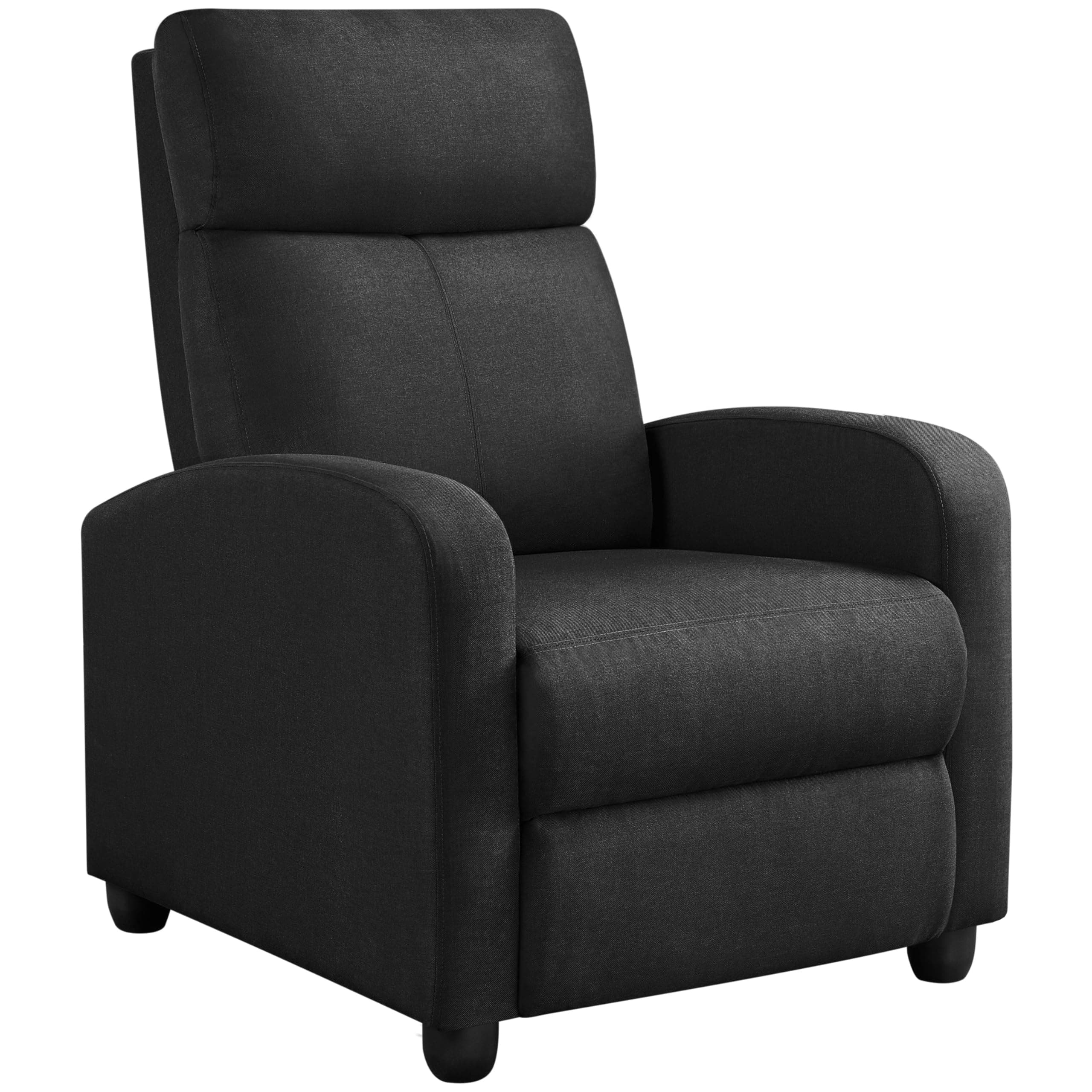 Yaheetech Fabric Recliner Chair Sofa Ergonomic Adjustable Single Sofa with Thicker Seat Cushion Modern Home Theater Seating for Living Room Matte Black