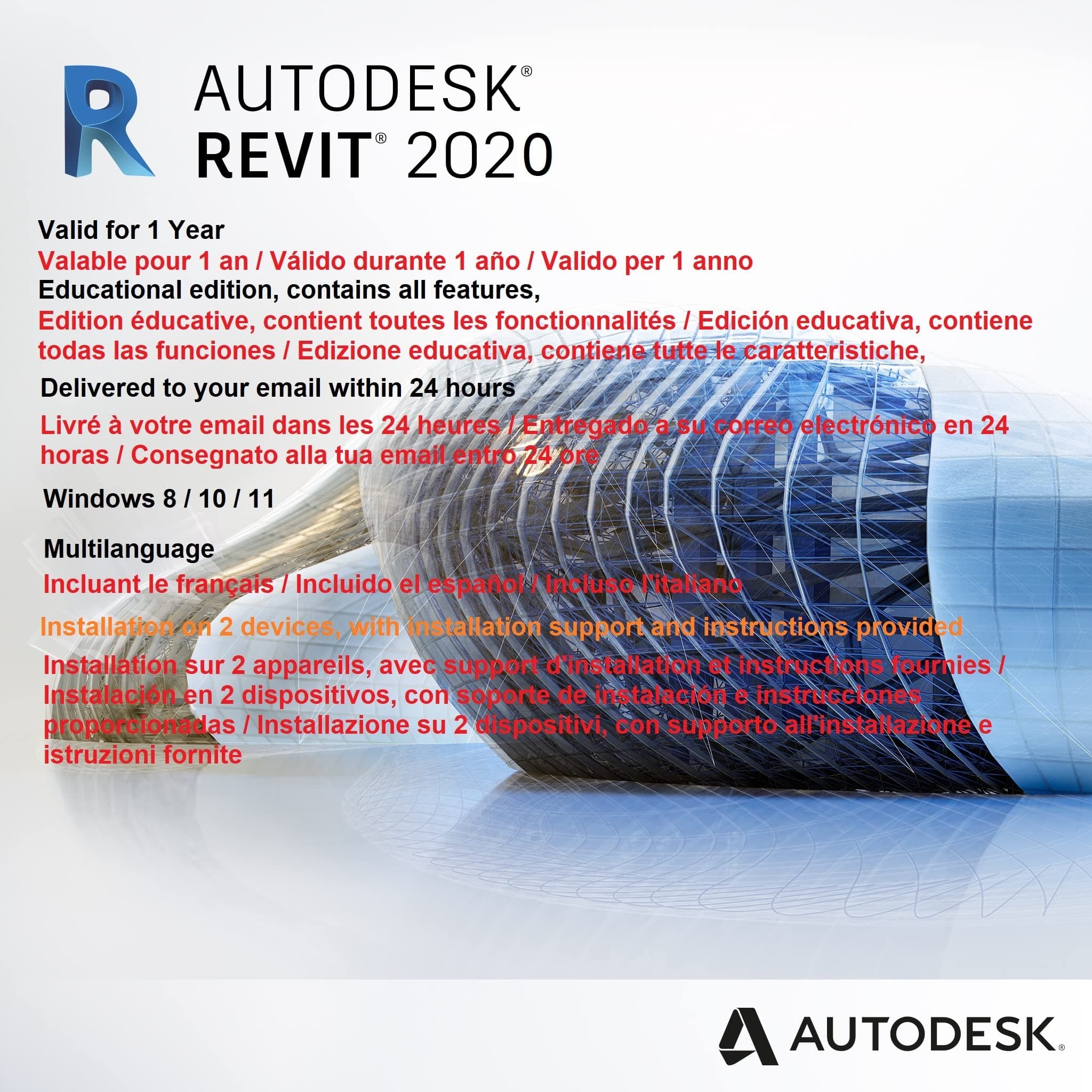 Autodesk Revit 2020 1 Year License | Digital Delivery within 24h | Includes Software Download Guide