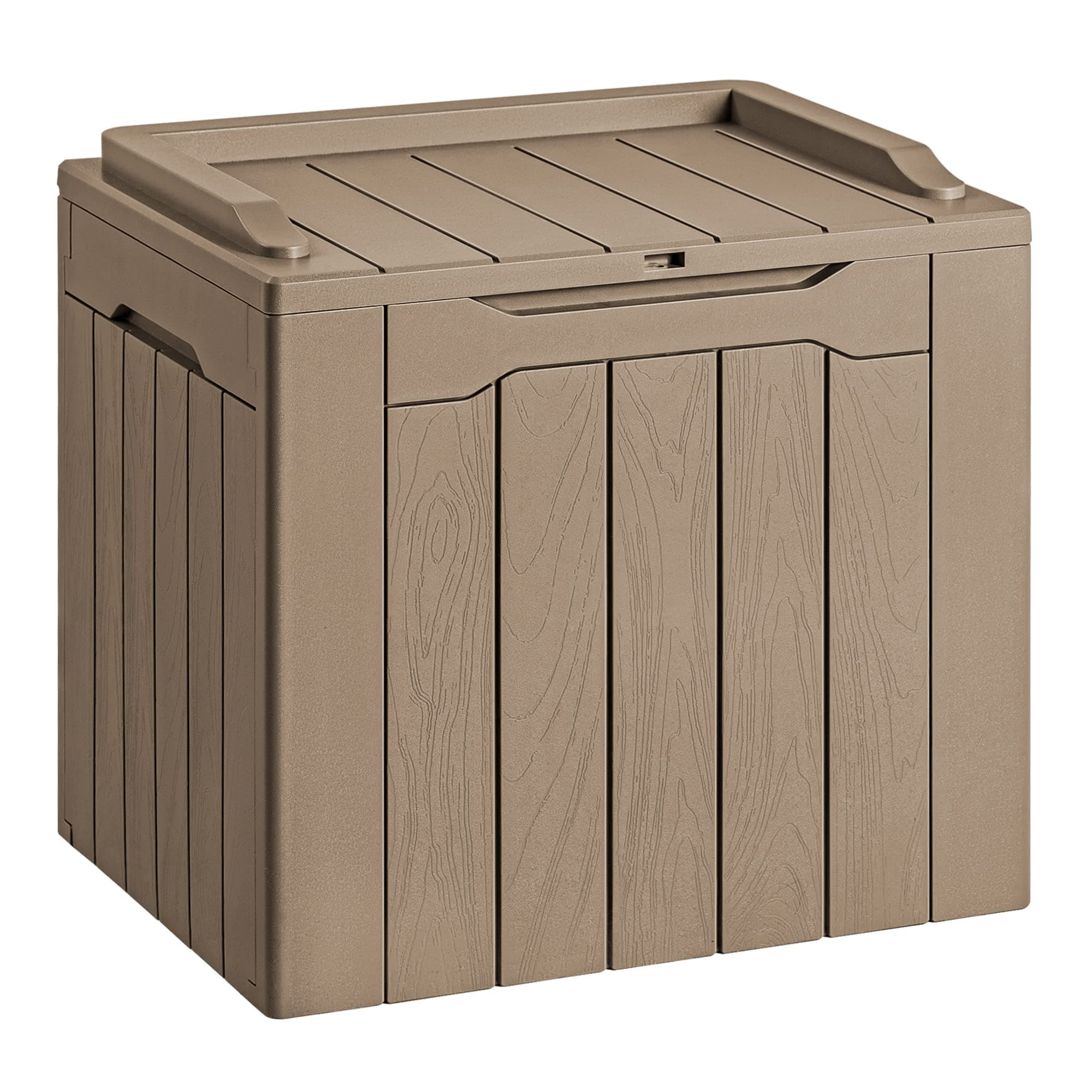 Devoko 30 Gallon Resin Deck Box Outdoor Indoor Waterproof Storage Box for Patio Furniture Pool Accessories Storage for Cushion Garden Tools (30 Gallon, Light Brown)
