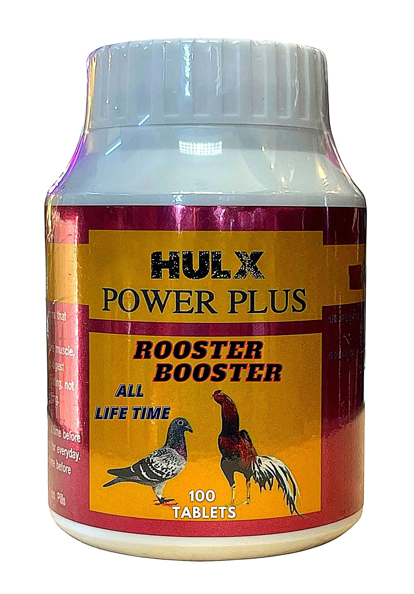 HULX Power Plus 100 Tablets, Fast Increasing Energy Formula Rooster Booster Vitamins Health Chicken Supplement for Good Health, Build Muscle, Blood, Power Feed Poultry Bird Hen Food