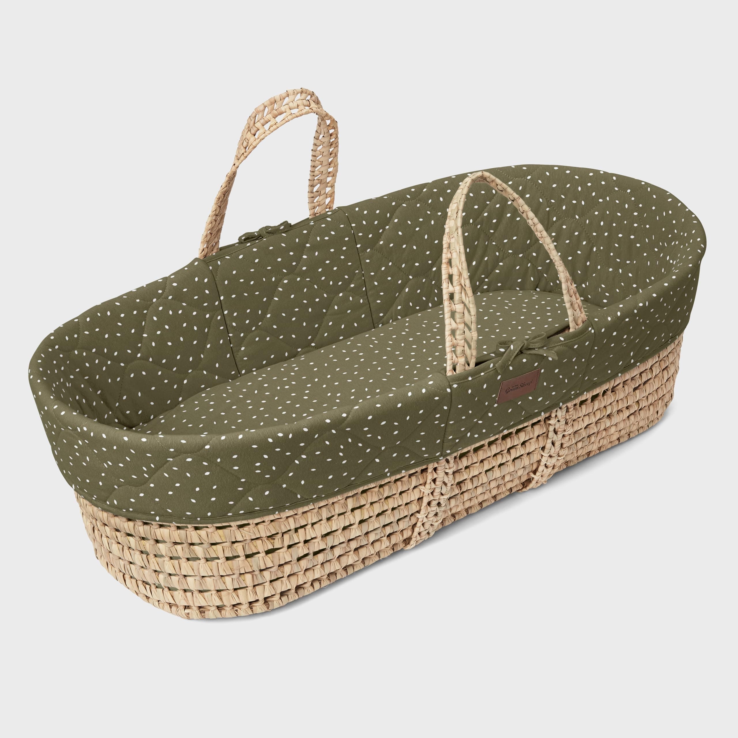The Little Green Sheep Quilted Moses Basket Replacement Liner - Juniper Rice Print