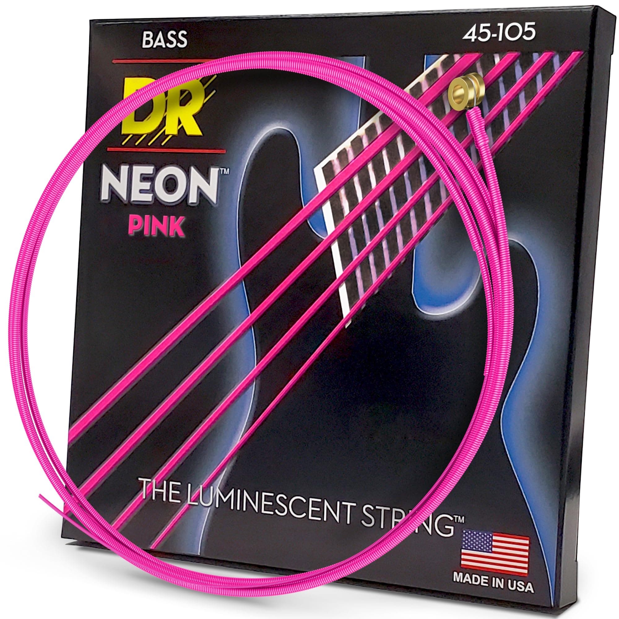 DR Strings (デーアール) ベース弦 NEON ピンク カラー コーテッド .045-.105 NPB-45 【国内正規品】