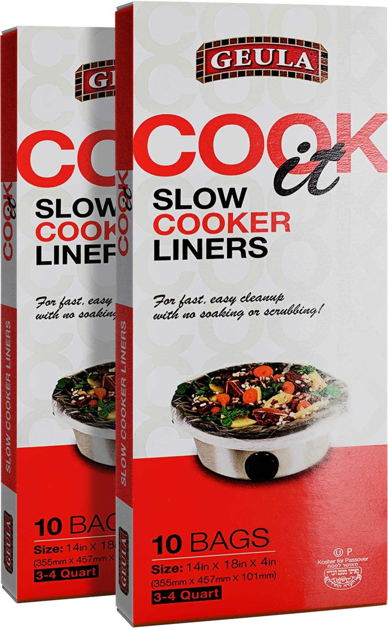 Geula Slow Cooker Liners (2 Pack = 20 Bags) Fits 3-4 Quart Pots