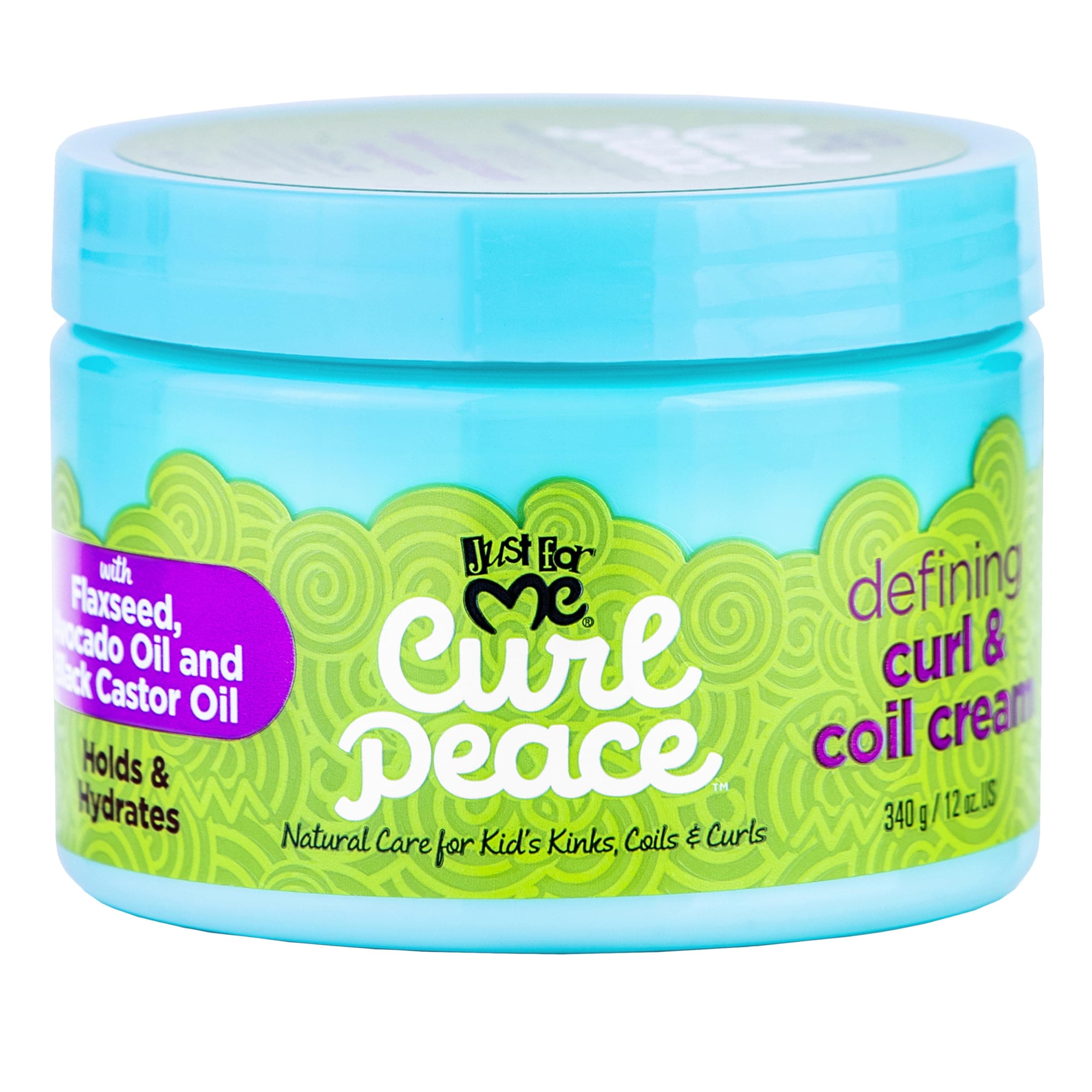 Curl Peace Defining Curl & Coil Cream - Holds & Hydrates, Contains Flaxseed, Avocado Oil & Black Castor Oil, No Animal Testing, 12 oz