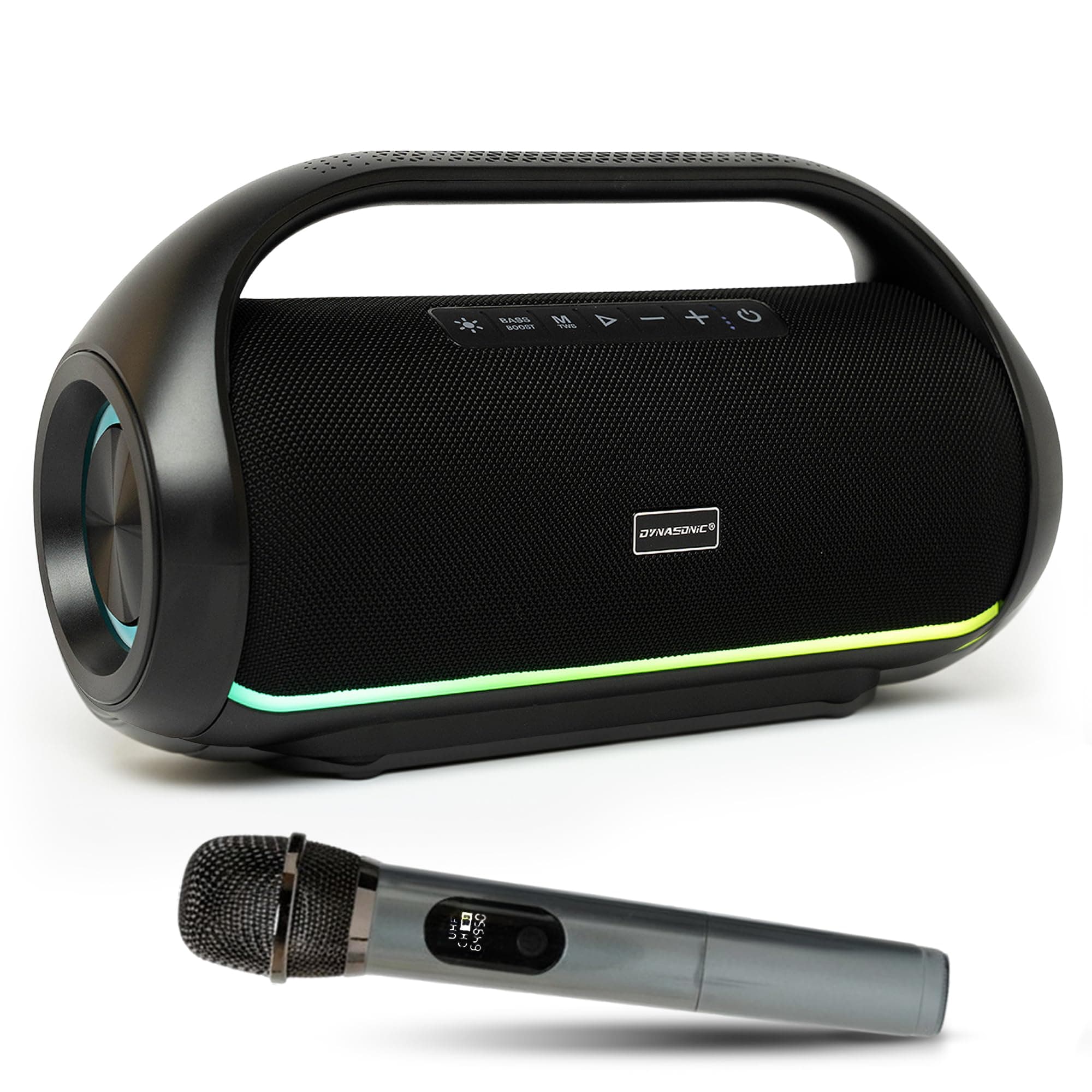 DYNASONIC S90 - IPX7 Portable Bluetooth Speaker Wireless Outdoor Speaker Stereo System Powerful Sound Player with LED Lights Micro SD USB