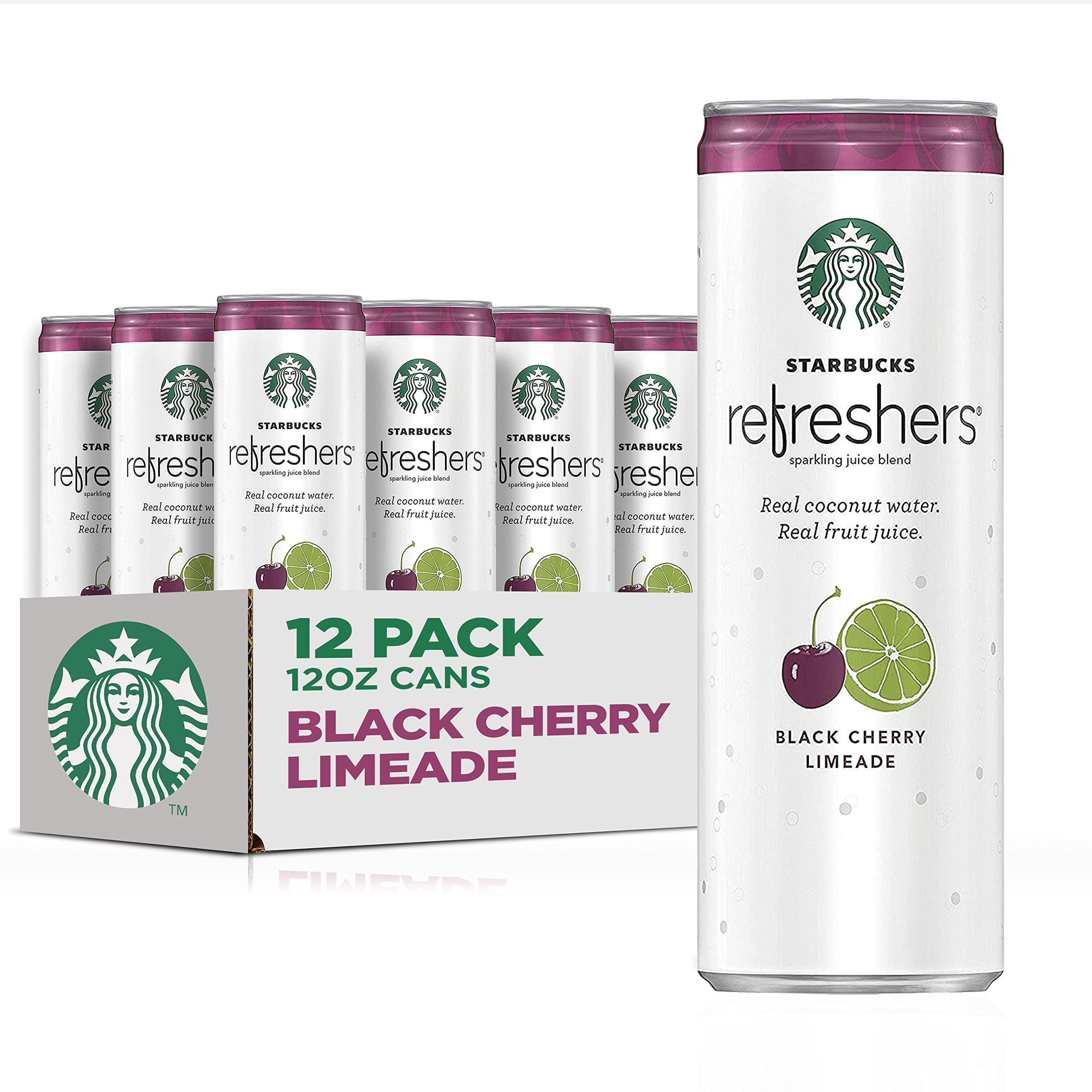 Refreshers with Coconut Water, Black Cherry Limeade, 12 fl oz. cans (12 Pack)