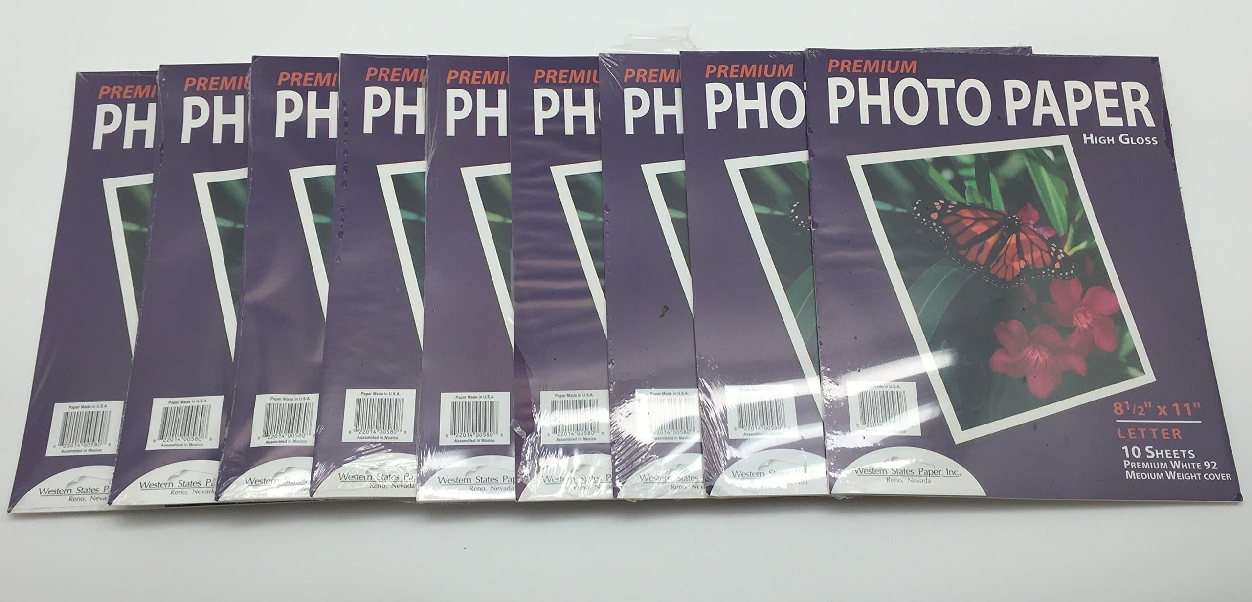 100 Sheets Premium White High Gloss Photo Paper - Letter Size 8 1/2" x 11" - Medium Weight Cover