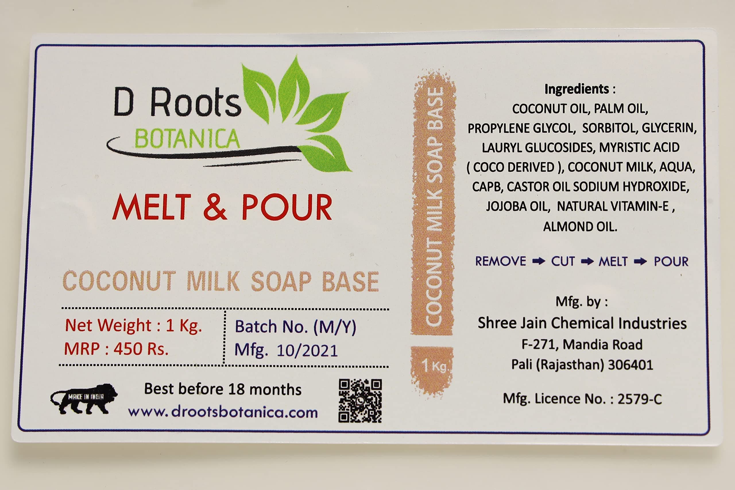 D Roots botanica Coconut Soap base 1 kilograms, pack of 1