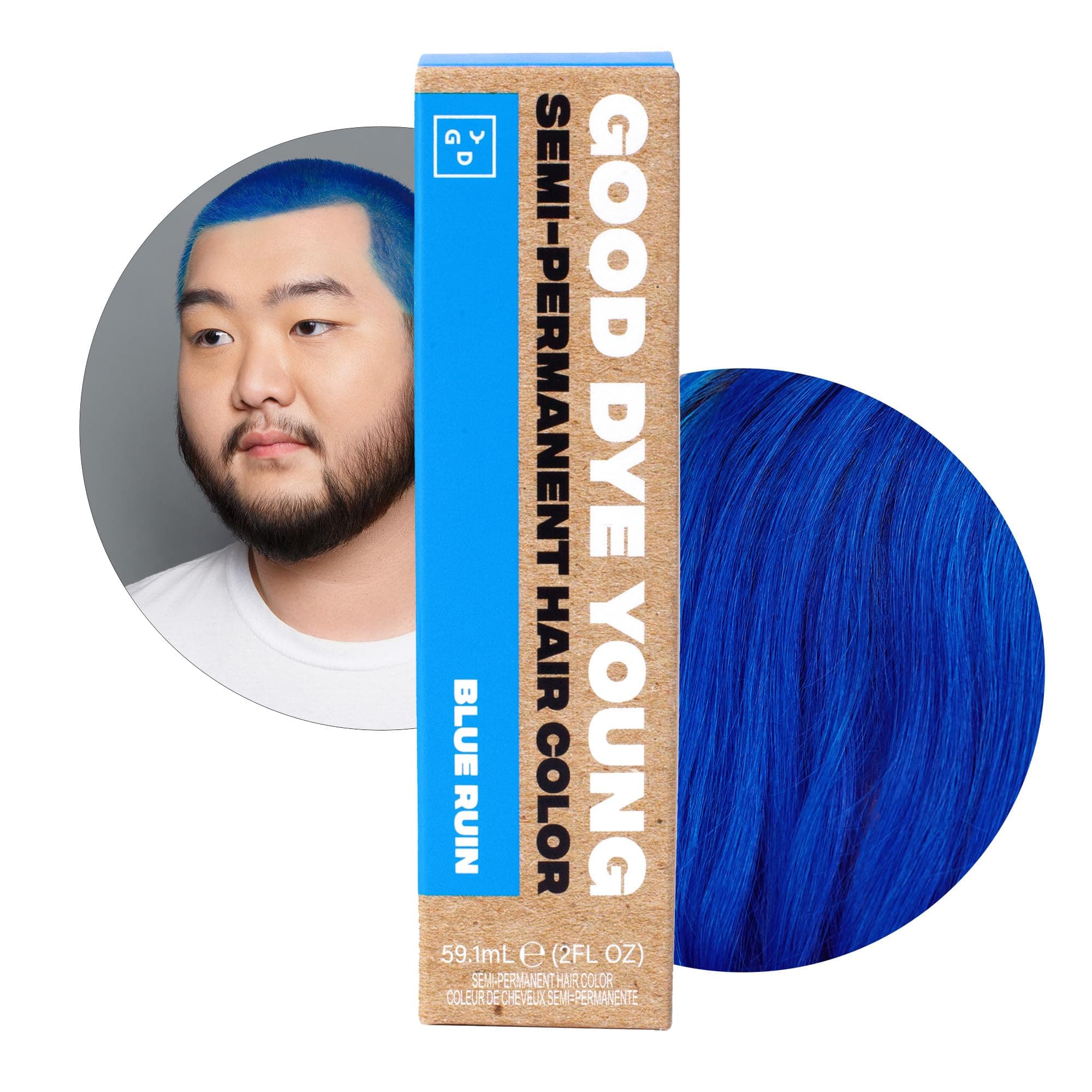 Good Dye Young Stripes and Threads Semi-Permanent Hair Colour, UV Protection, Blue Ruin, PPD Free, Cruelty Free and Vegan, Lasts 15-24+ Washes