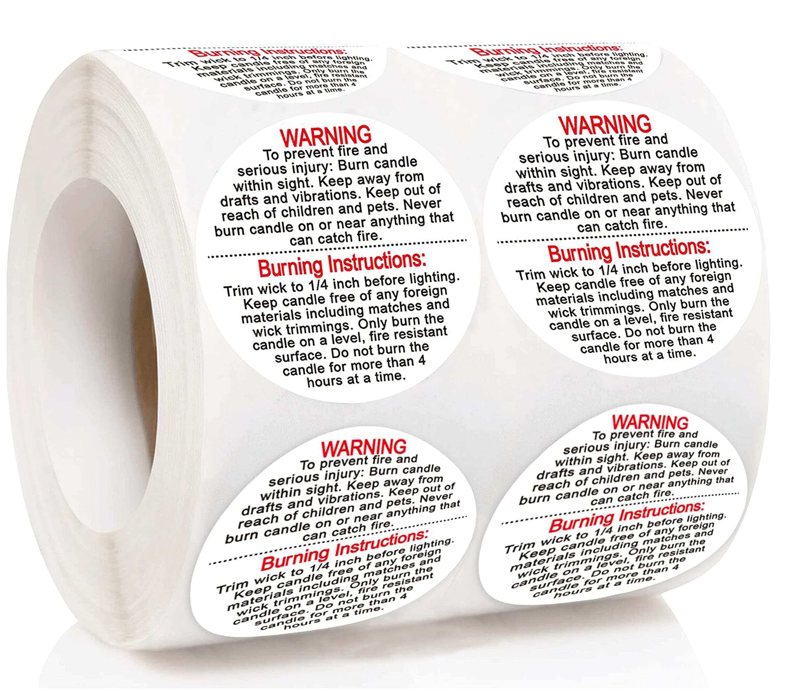 Candle Warning Labels 1.5 inch Candle Jar Container Stickers Candle Making Stickers Warning 500 Pcs Per Roll Waterproof Candle Safety Labels Sticker Decal for Soy Wax Candle Jars,Tins and Votives