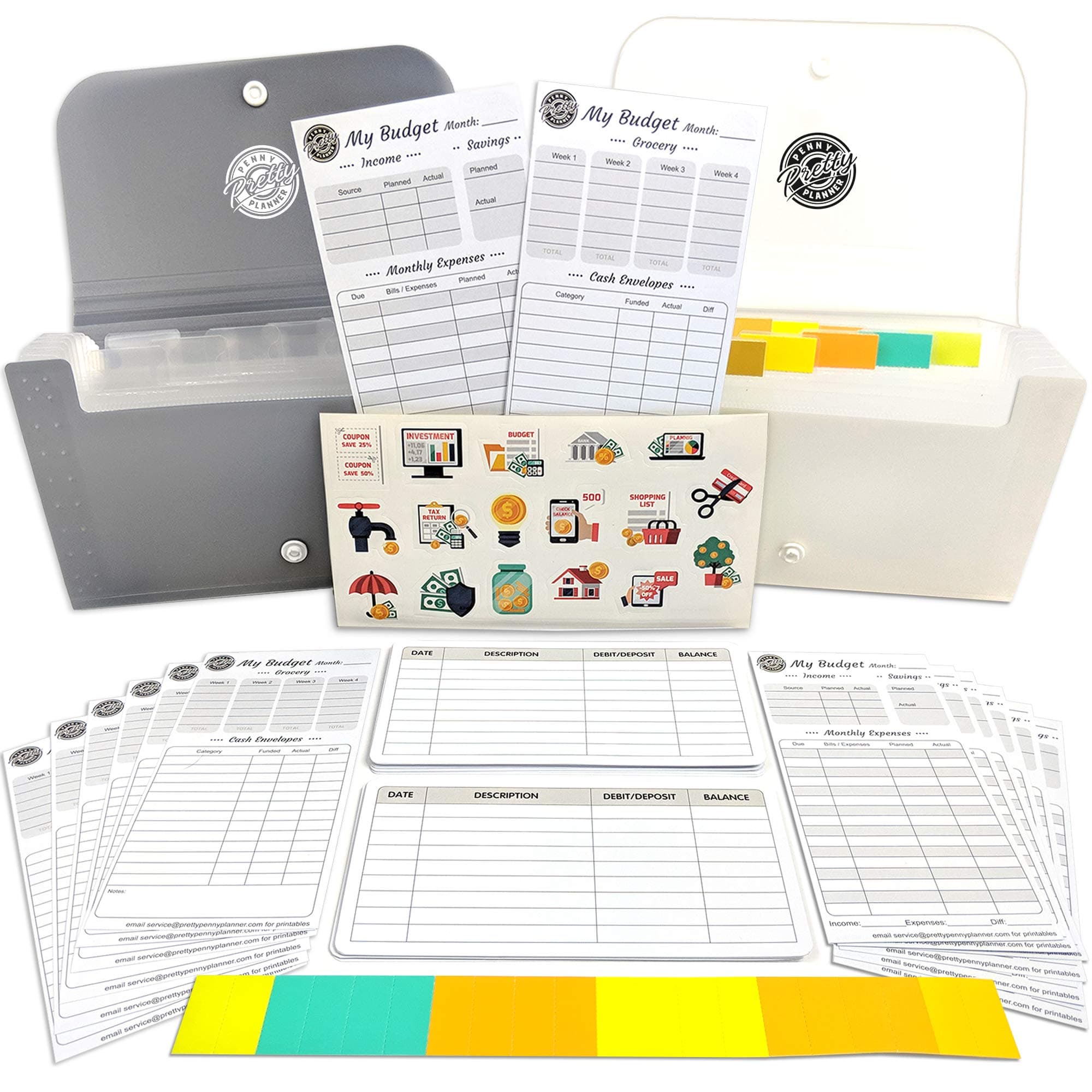 Cash Coupon Organizer Wallet Pack with Budget Planner Organizer Inserts, Cash Envelopes Accordion Style 2-Pack, Cash Envelope System Wallet, Receipt Organizer, Expanding File Folder, Budget Envelopes