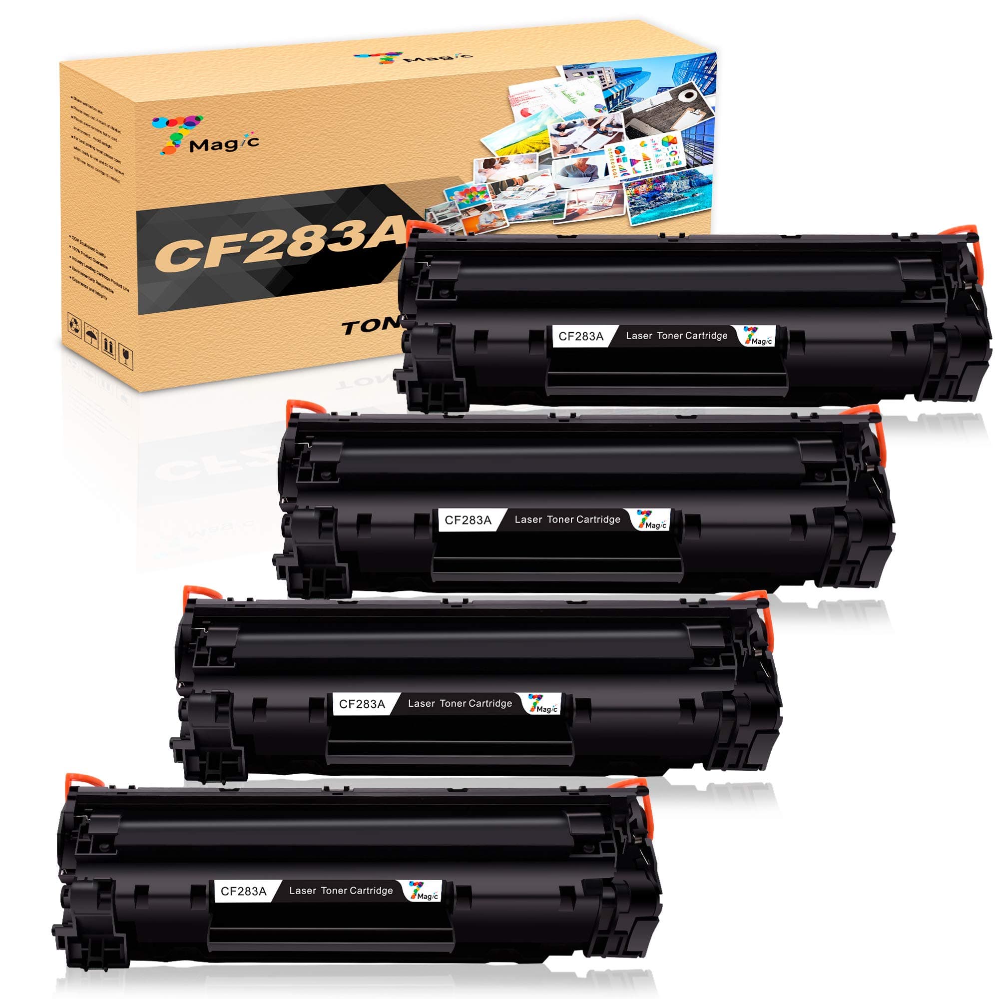 7Magic Compatible Toner Cartridge Replacement for HP 83A CF283A for HP Laserjet Pro MFP M125nw M127fw M201dw M225dw Printers (Black,4-Pack)