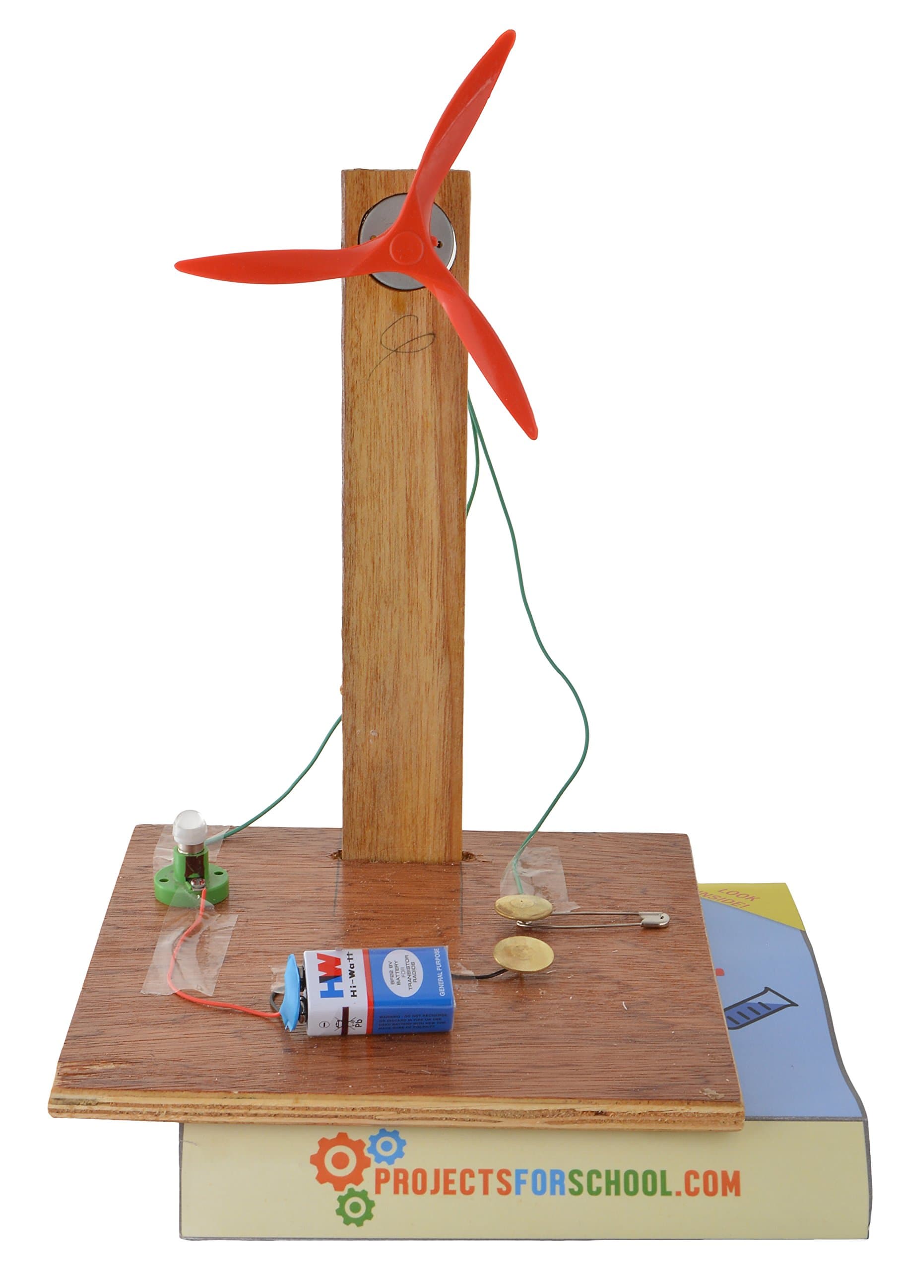 Projectsforschool Wood Wind Mill with Battery Kit (Multicolor)