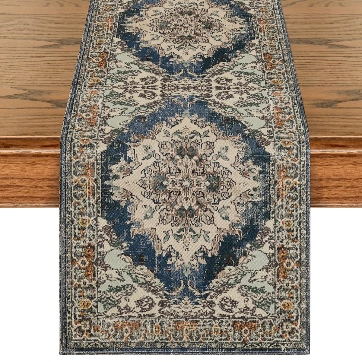 Boho Bohemia Style Black Table Runner, Country Rustic Farmhouse Magical Fall Kitchen Dining Table Decoration for Home Party Decor 13x72 Inch