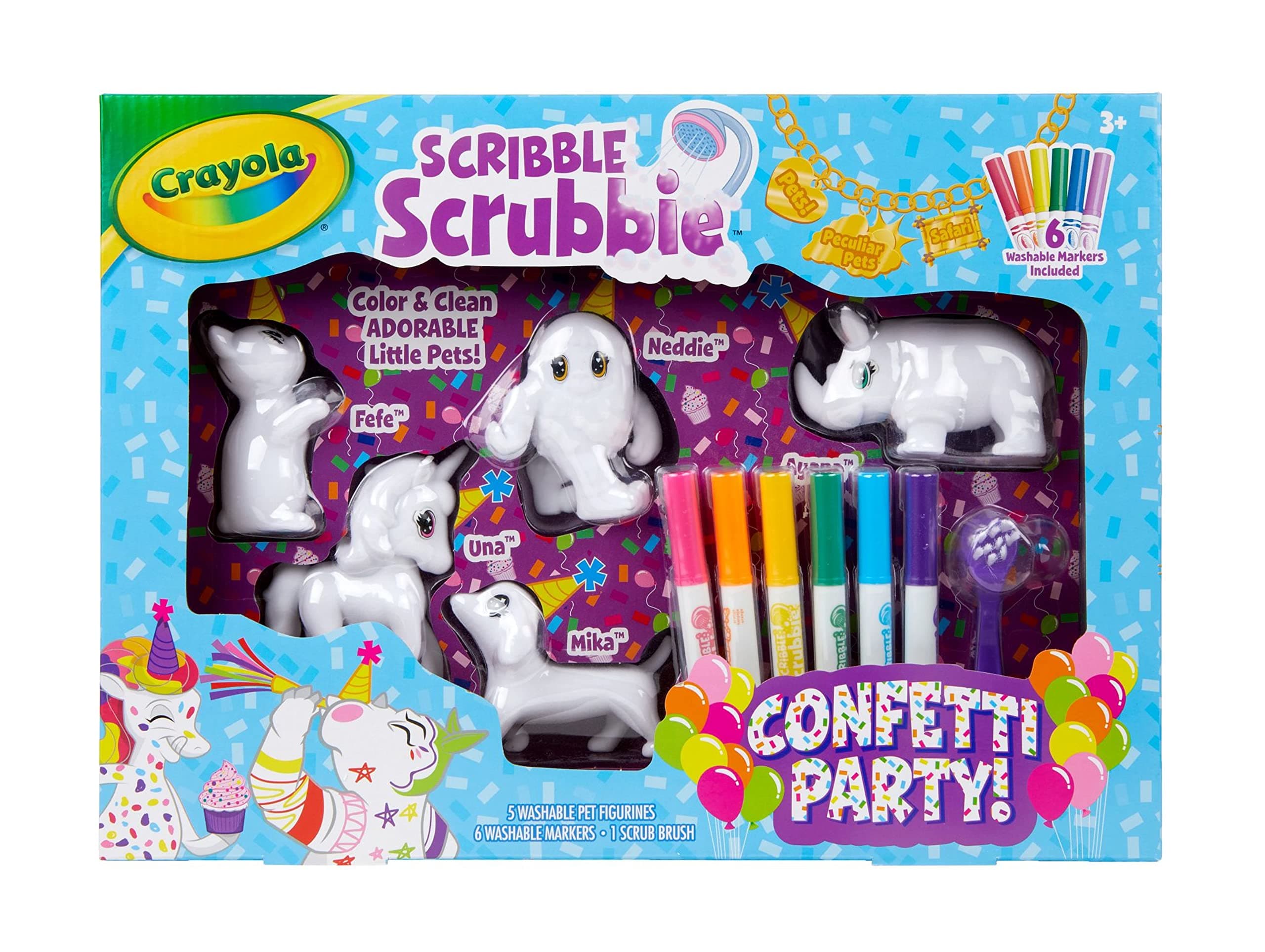 Scribble Scrubbie Toy Pet Playset, Confetti Party Pack, Coloring Toy for Kids, Gift for Ages 3, 4, 5, 6, 7