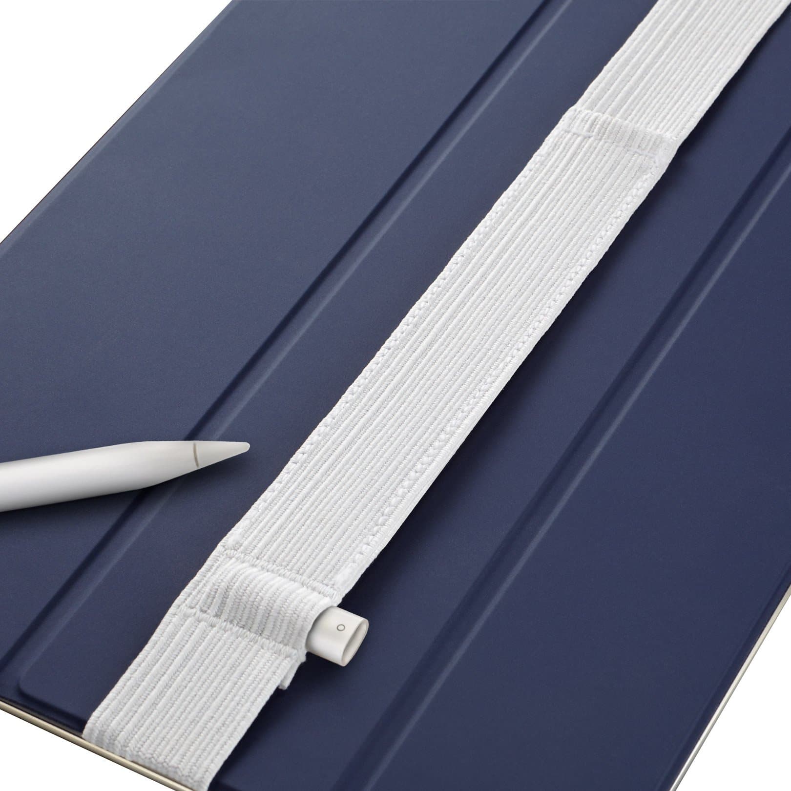 Stylus Sling Pencil Holder with USB Adapter Pocket for Apple Pencil (1st/2nd Gen) - Stylus Sleeve Pouch, Compatible with iPad Pro 12.9 Cases, White-Stitch