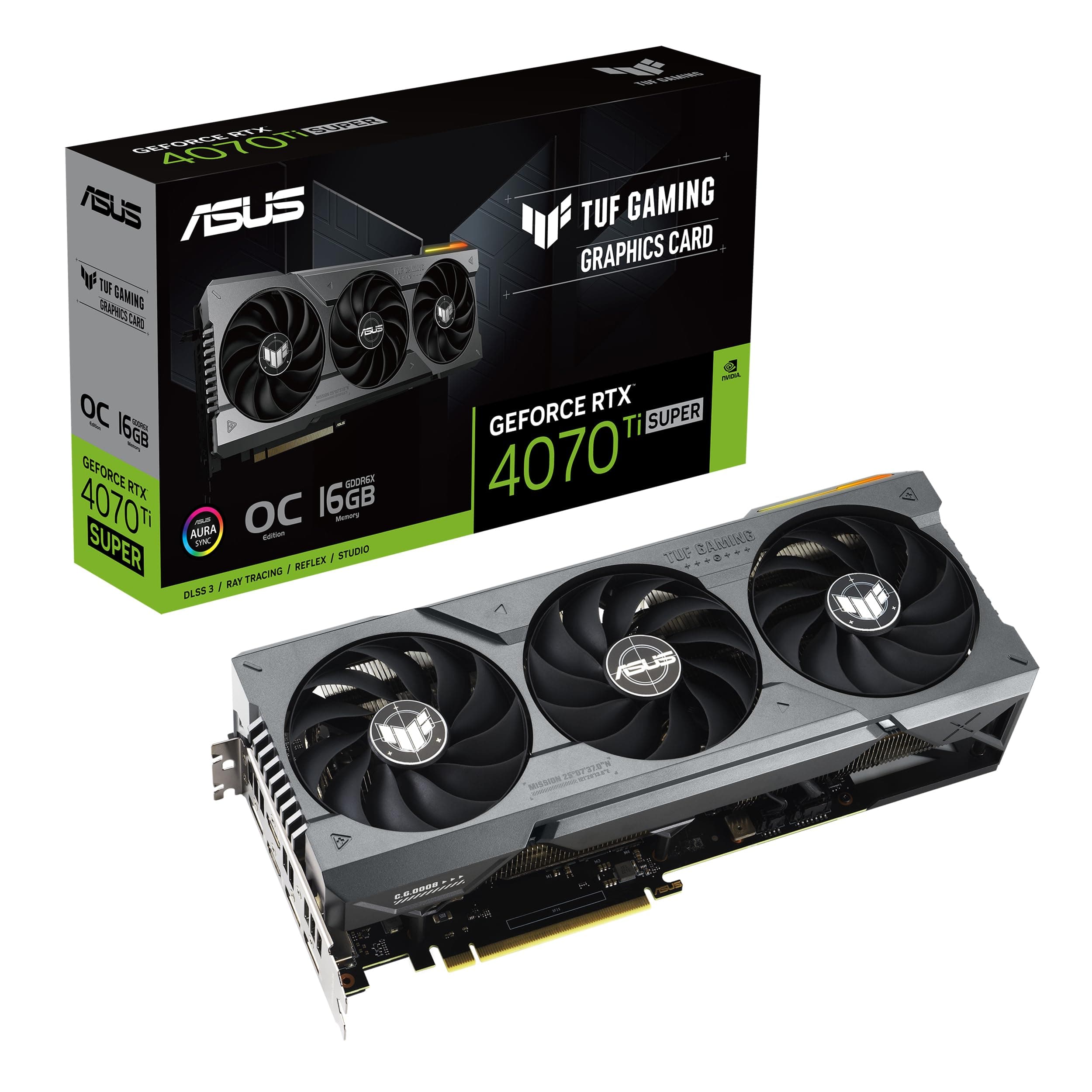 ASUS TUF Gaming NVIDIA GeForce RTX™ 4070 Ti Super OC Edition Gaming Graphics Card (PCIe 4.0, 16GB GDDR6X, HDMI 2.1a, DisplayPort 1.4a),RTX4070Ti|OC|Black