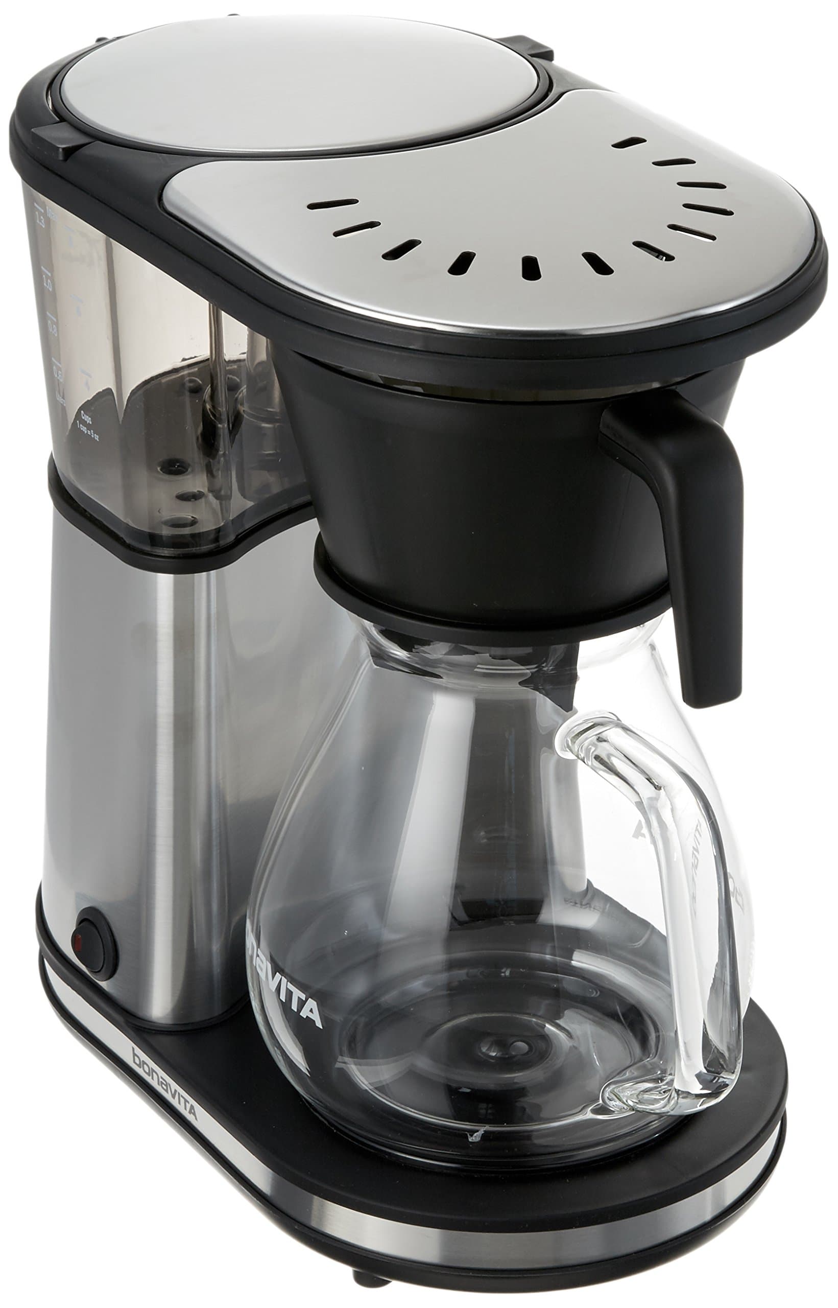 Bonavita 8 Cup Coffee Maker, One-Touch Pour Over Brewing with Glass Carafe and Warming Plate, Stainless Steel (BV1901GW)