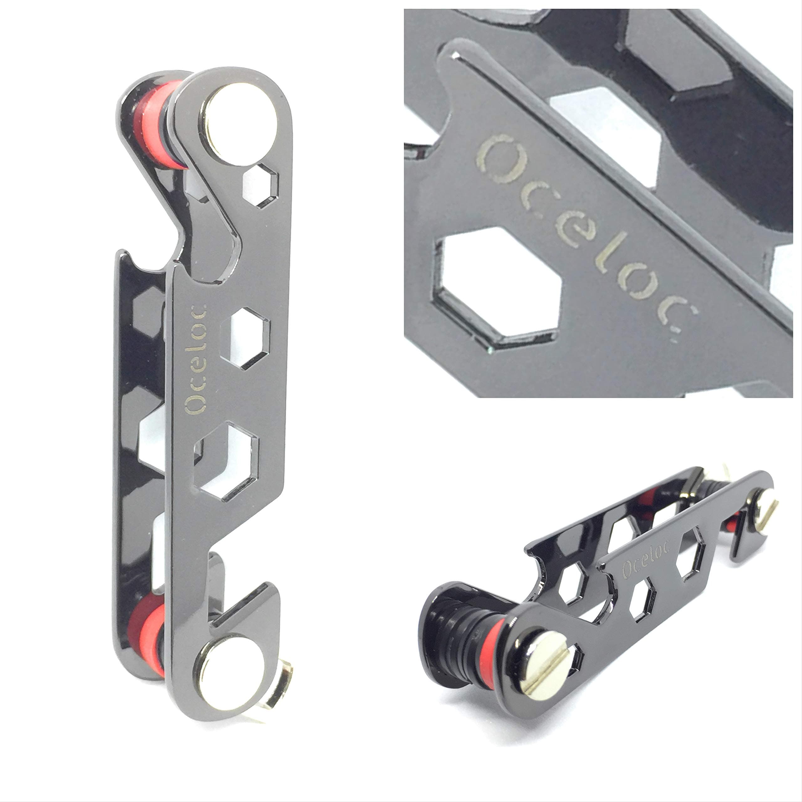 Lightweight Compact Smart Key Holder Pocket Keychain Organizer - New and Unique Design - Up to 2-12 Keys with Multifunctions - Smartphone Stand, Bottle Opener, Mini Wrench and Metal Hook by Oceloc