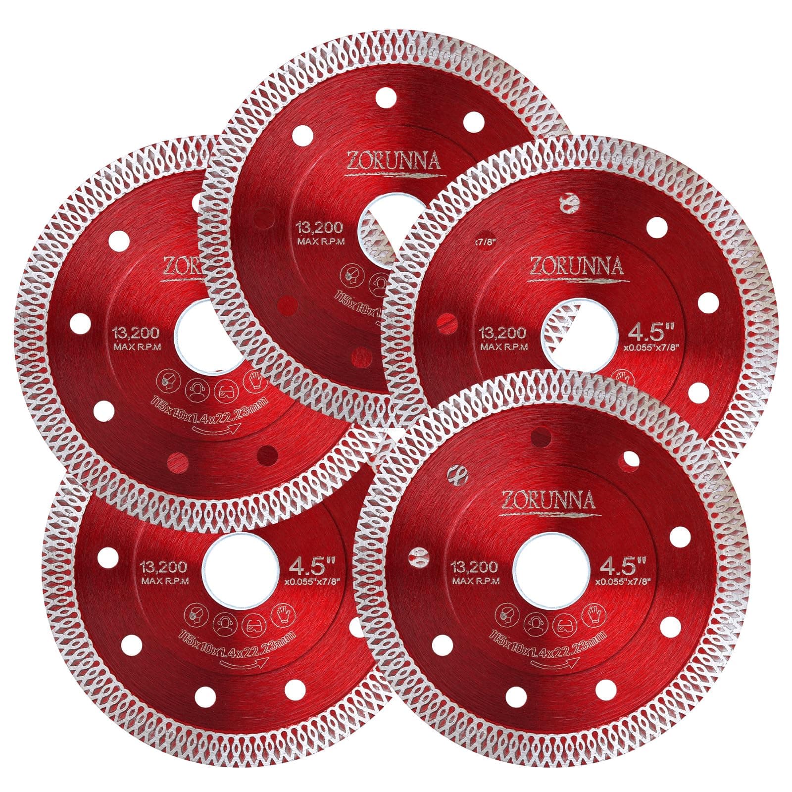 5Pcs Diamond Saw Blades, 4-1/2" Tile Grinder Cutting Blade for Angle Grinder Tile, Super Thin Indestructible Disc for Grinder for Cutting Porcelain Ceramic Granite Marble.