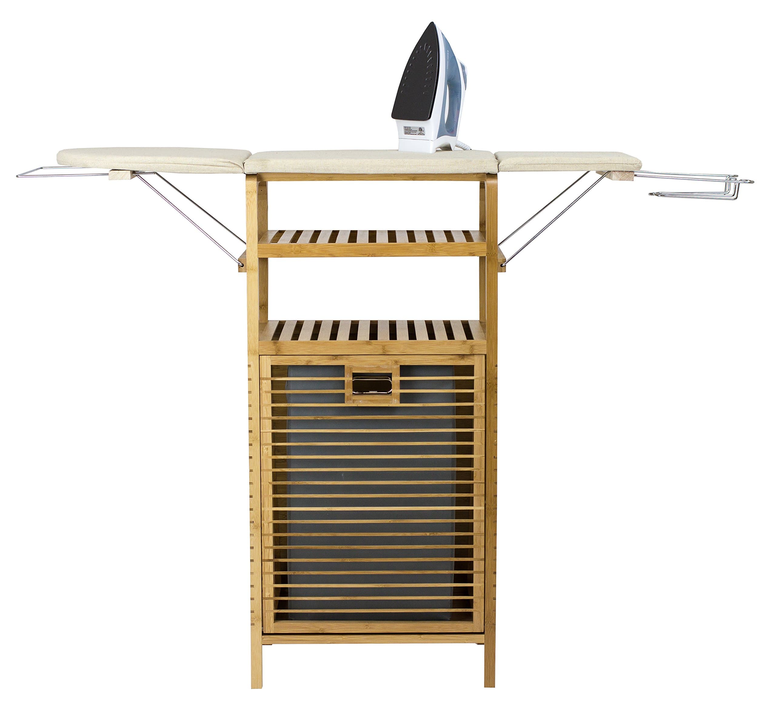 SpaceMaster Corner Housewares Bamboo Ironing Board with Laundry Hamper (37" Standard Height), One Size