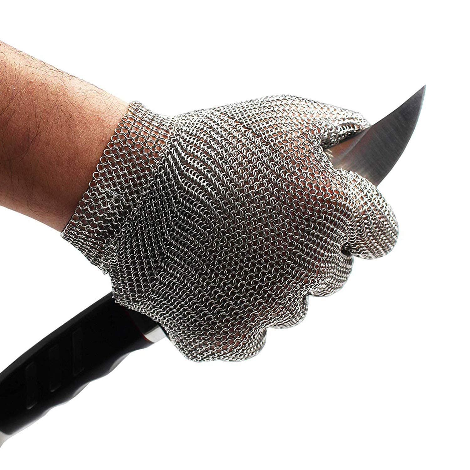 TS Highest Level Cut Resistant Stainless Steel Metal Mesh Chainmail Glove Butcher Glove for Meat Cutting Food Processing Knife Sharpening Oyster Shucking Kitchen Mandoline Slicing Fish Fillet(M)