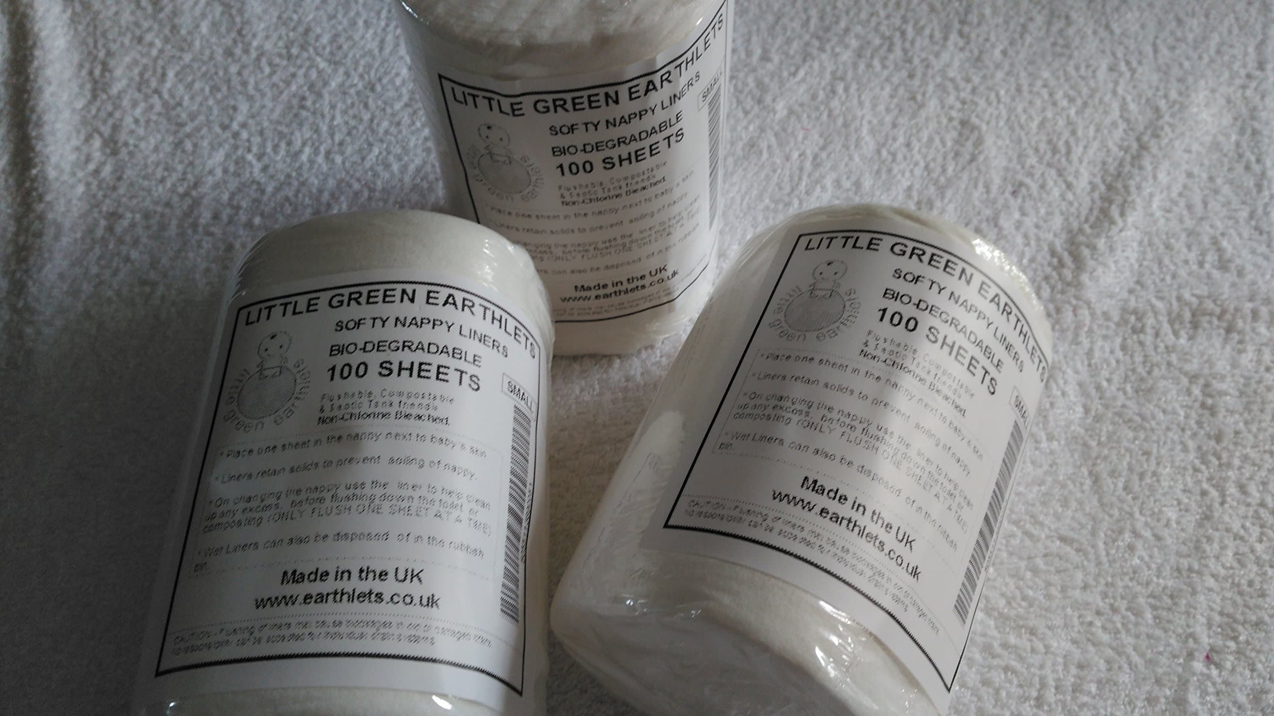 Little Green Earthlets Flushable Nappy Liners Softy - 3 Rolls Small