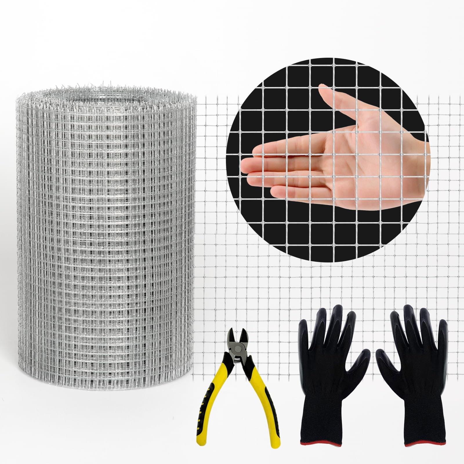 Hardware Cloth Chicken Wire Fence Galvanized Wire Mesh Roll 23 Gauge Raised Garden Bed Plant Supports Poultry Netting Cage Snake Fence (1/4inch 8inch×16.5ft)