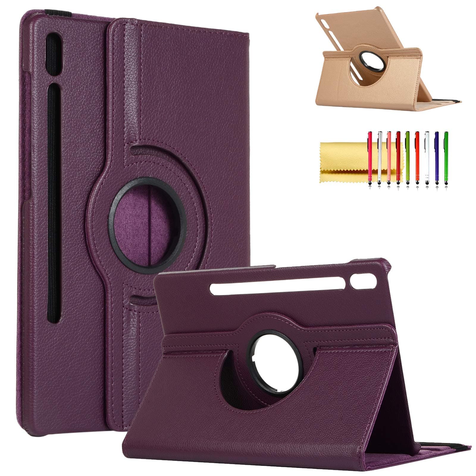 Techcircle Smart Cover for Samsung Galaxy Tab S7 2020, Slim Folio Rotating Stand Case with Auto Wake/Sleep Multi-Angle Viewing PU Leather Case for Galaxy Tab S7 11-inch -T870/T875/T876, Purple
