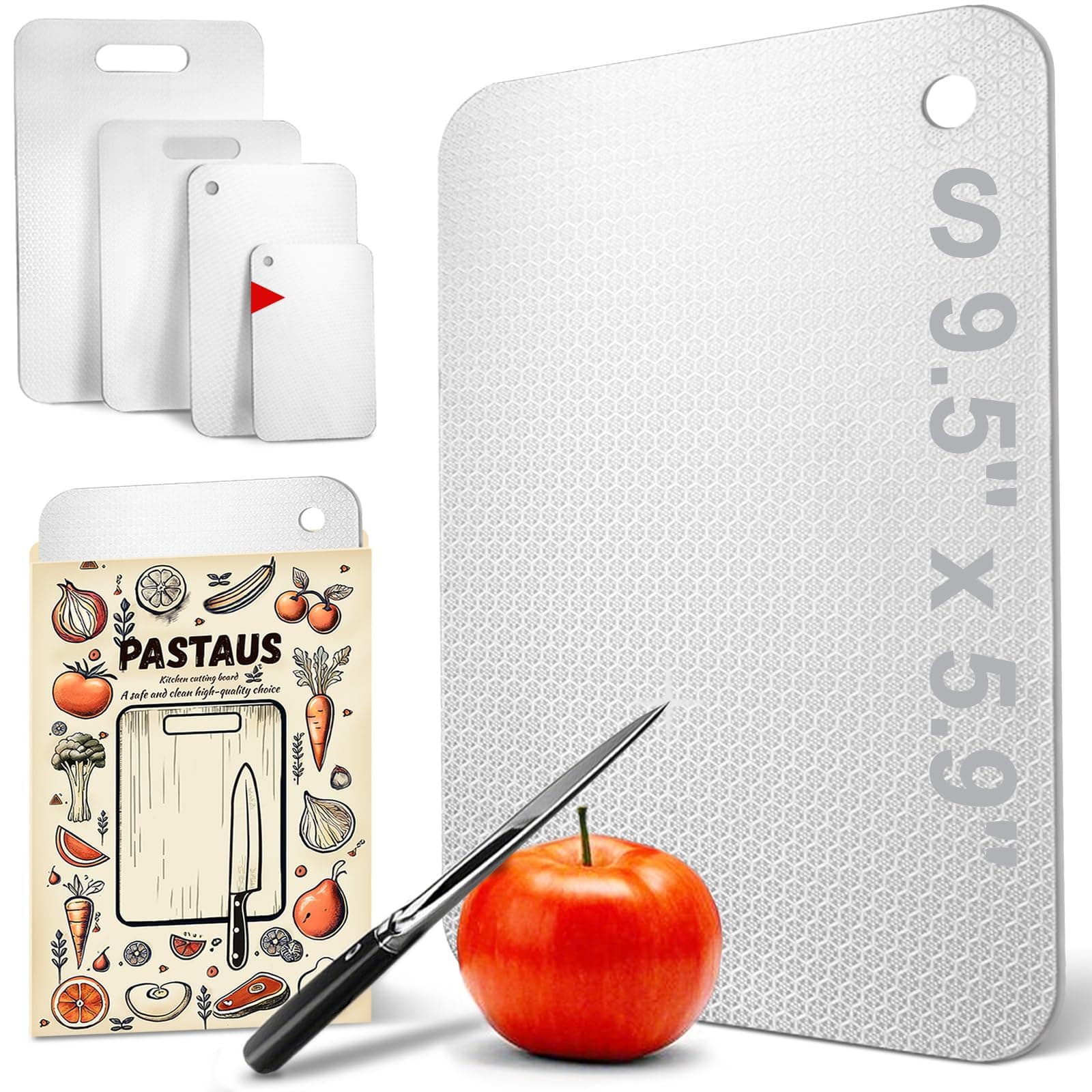 Stainless Steel Cutting Board, Non-Toxic Cutting Board for Kitchen, Latest Texture Design Reduces Knife Marks, Anti-Slip Surface, Knife-Friendly, Perfect for Cutting Meat, Fruits, Bread(S Size)