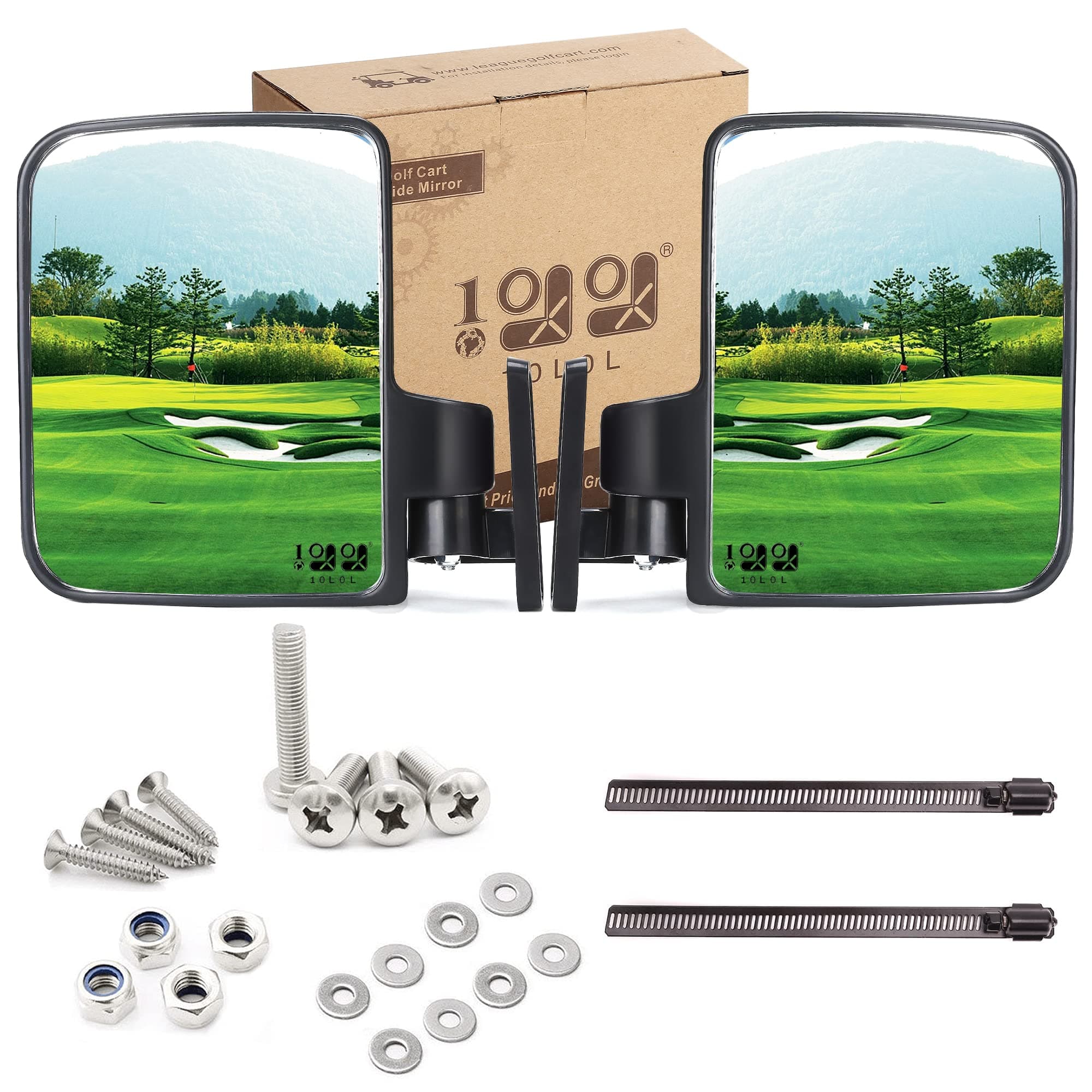 Golf Cart Mirror, Extra Large Side Rear View Universal for Yamaha, Club Car, EZGO, Folding Adjustable 180 Degree