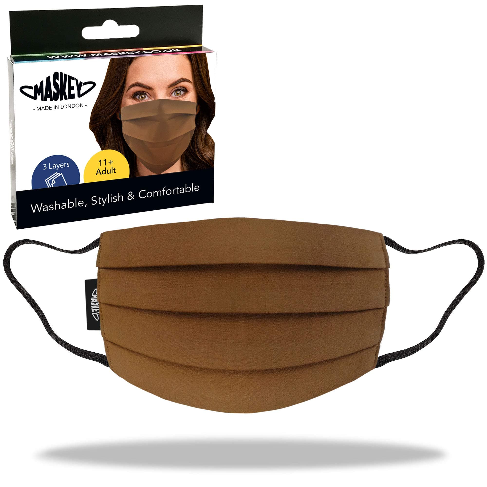 Face mask which is Washable and Made in The UK | 3 Layers of Blended Cocoa Washable Cotton | Made in London, UK | Washable Over 100 Times