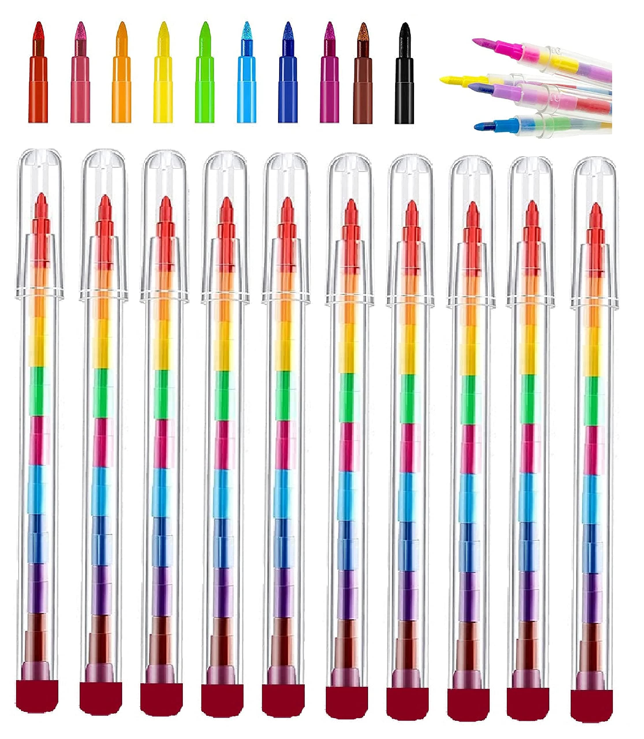 E FAST CE412 Pcs Rainbow Crayon Pencils with 10 Swap Points for Kids' Party Favours and Birthday Gifts