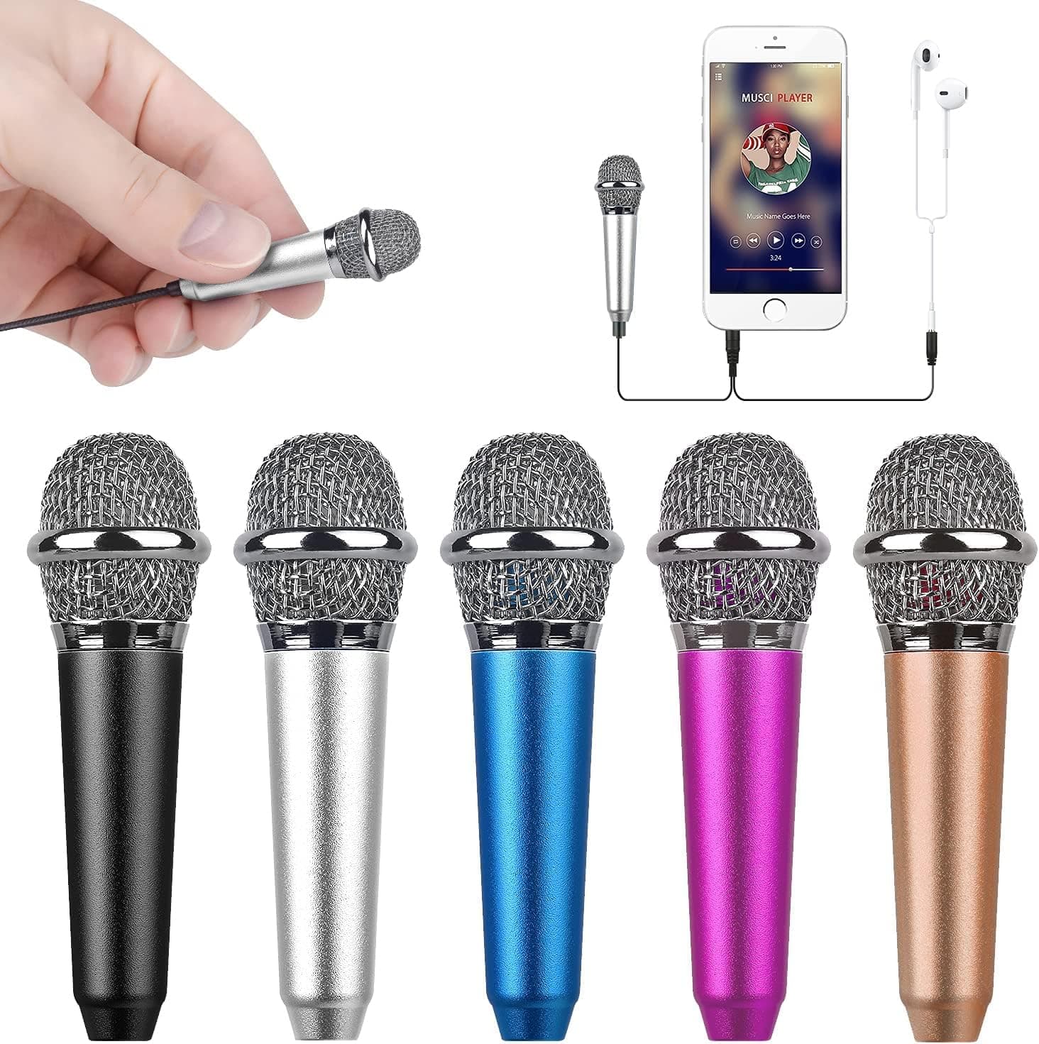 UniwitMini Portable Vocal/Instrument Microphone For Mobile phone laptop Notebook iPhone Sumsung Android With Holder Clip - Silver