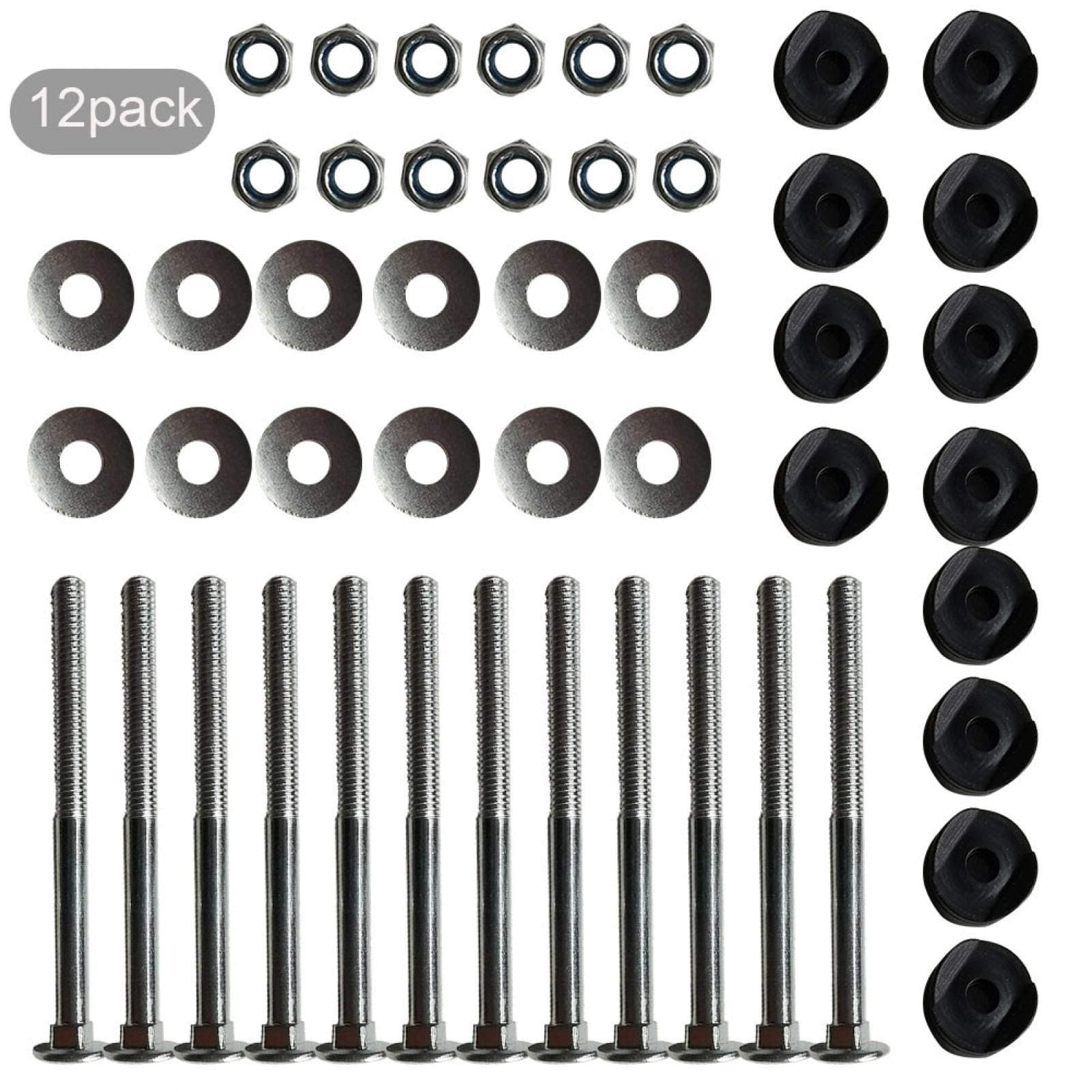 CALIDAKA 12 Pack Galvanized Steel Trampoline Screws, Jump Stability Tool, Trampoline Enclosure Pole Ga p Spacers Screw Diameter 6mm/0.24inch, Total Length 77mm/3.03inch